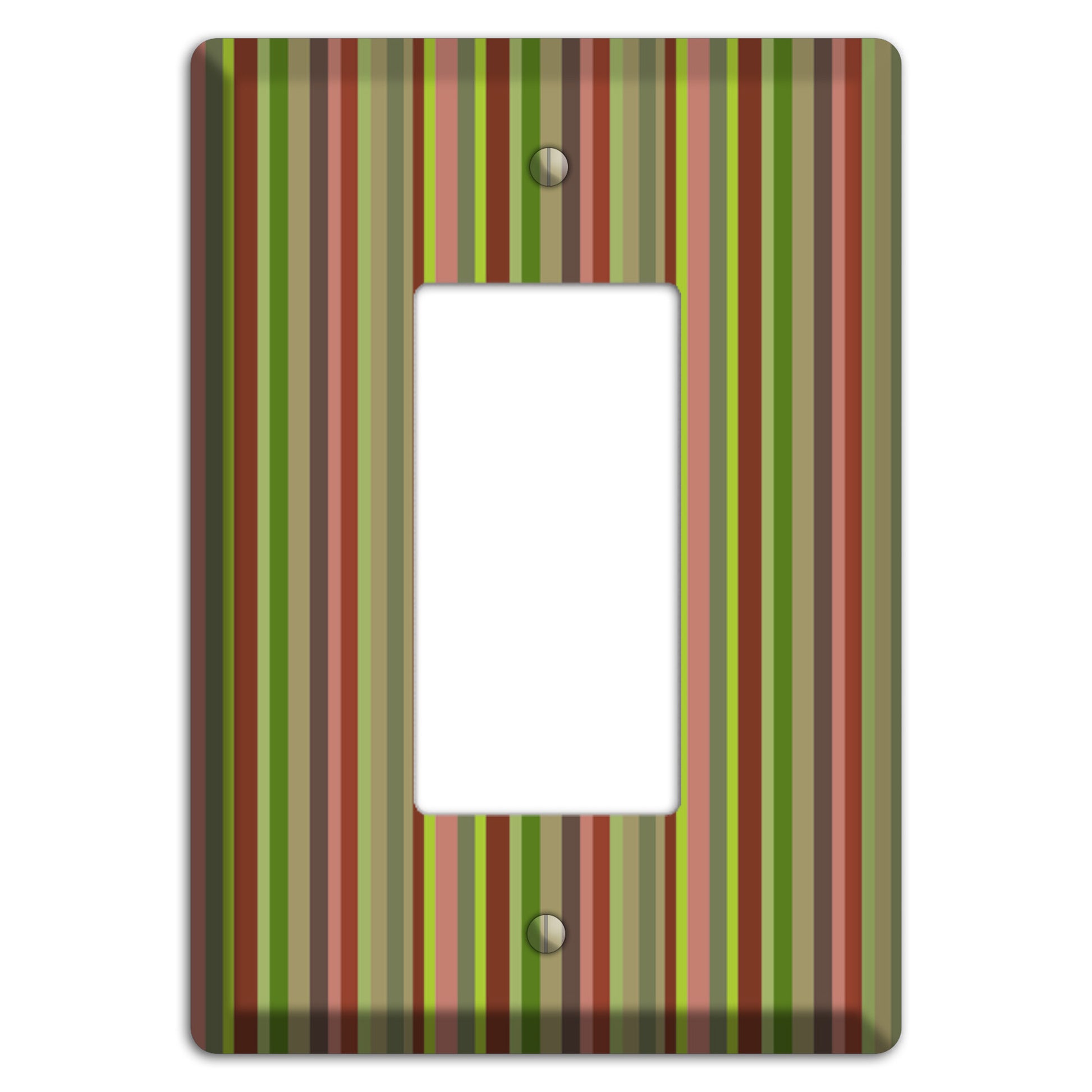 Multi Olive Burgundy Vertical Stripes Rocker Wallplate