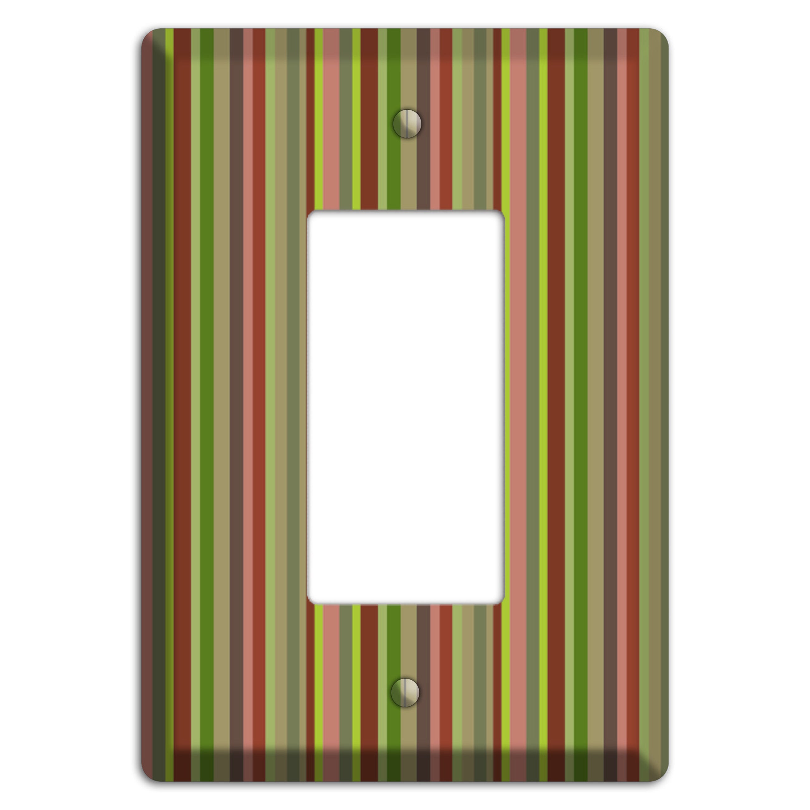 Multi Olive Burgundy Vertical Stripes Rocker Wallplate
