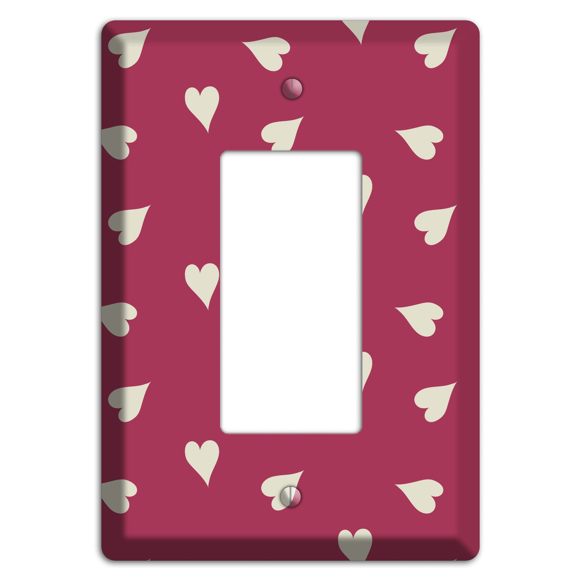 Fuschia with White Hearts Rocker Wallplate