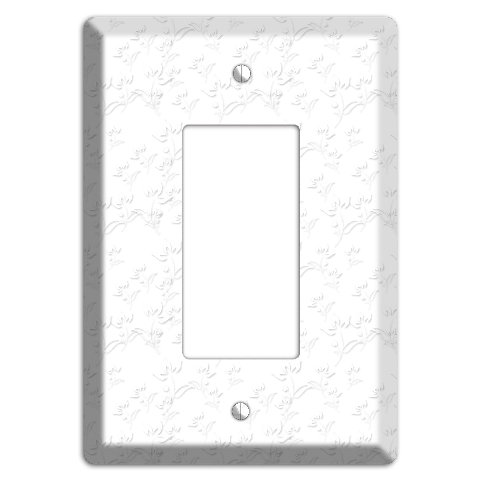 White with Grey Sprig Rocker Wallplate