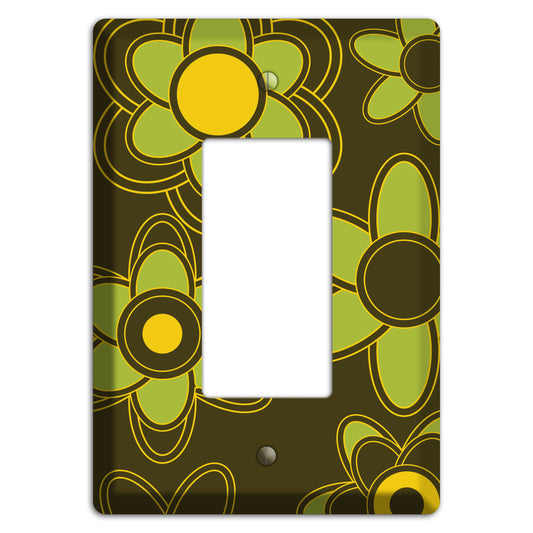 Brown with Lime Retro Floral Contour Rocker Wallplate