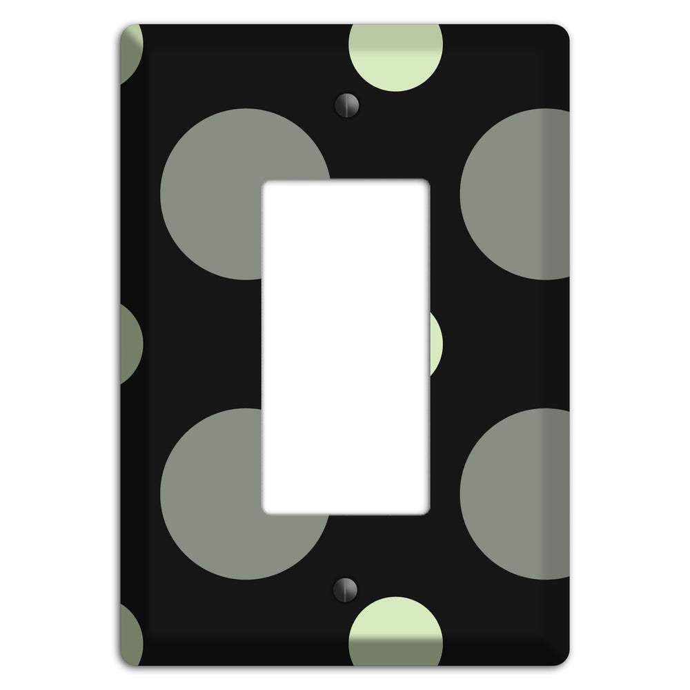 Black with Grey and Sage Multi Medium Polka Dots Rocker Wallplate
