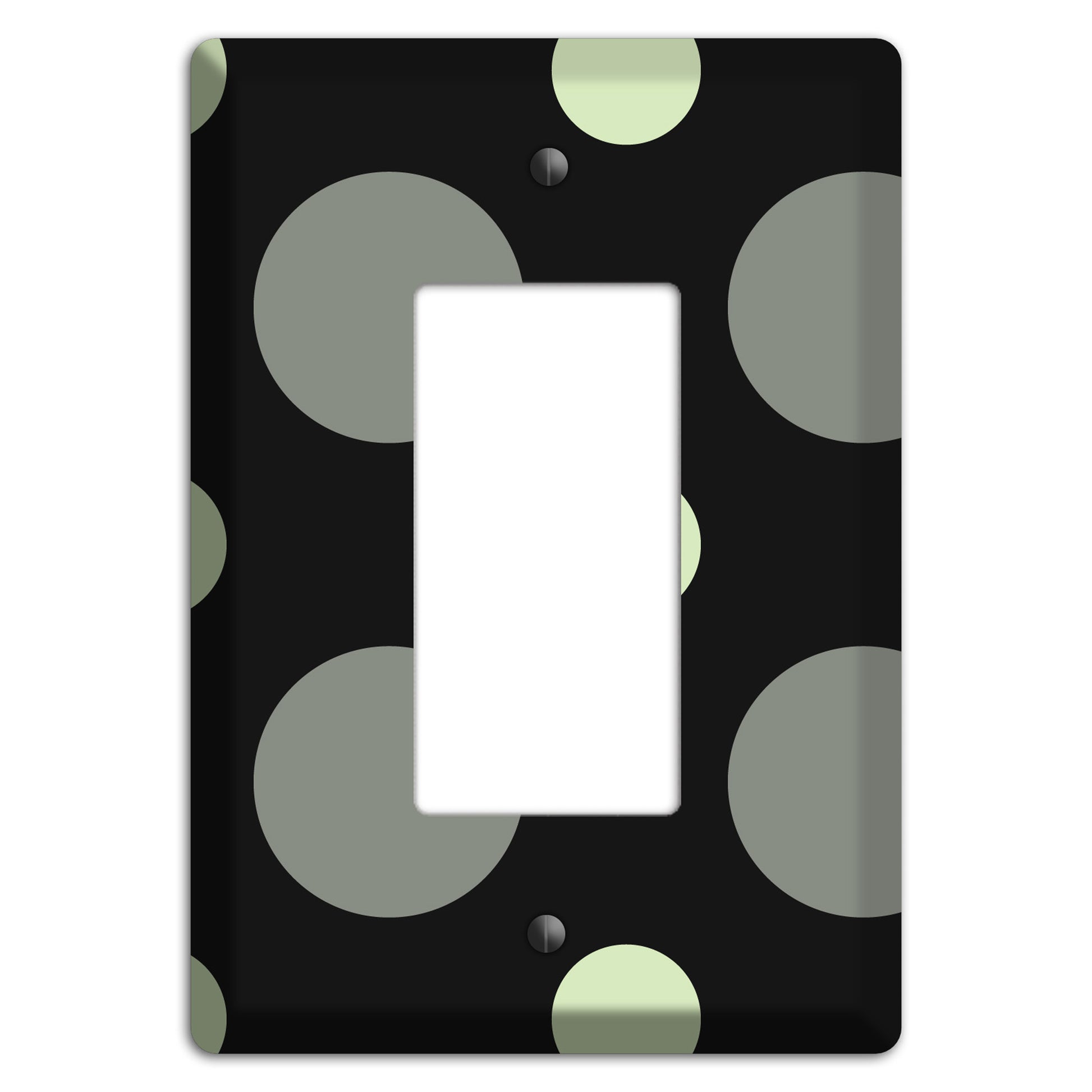 Black with Grey and Sage Multi Medium Polka Dots Rocker Wallplate