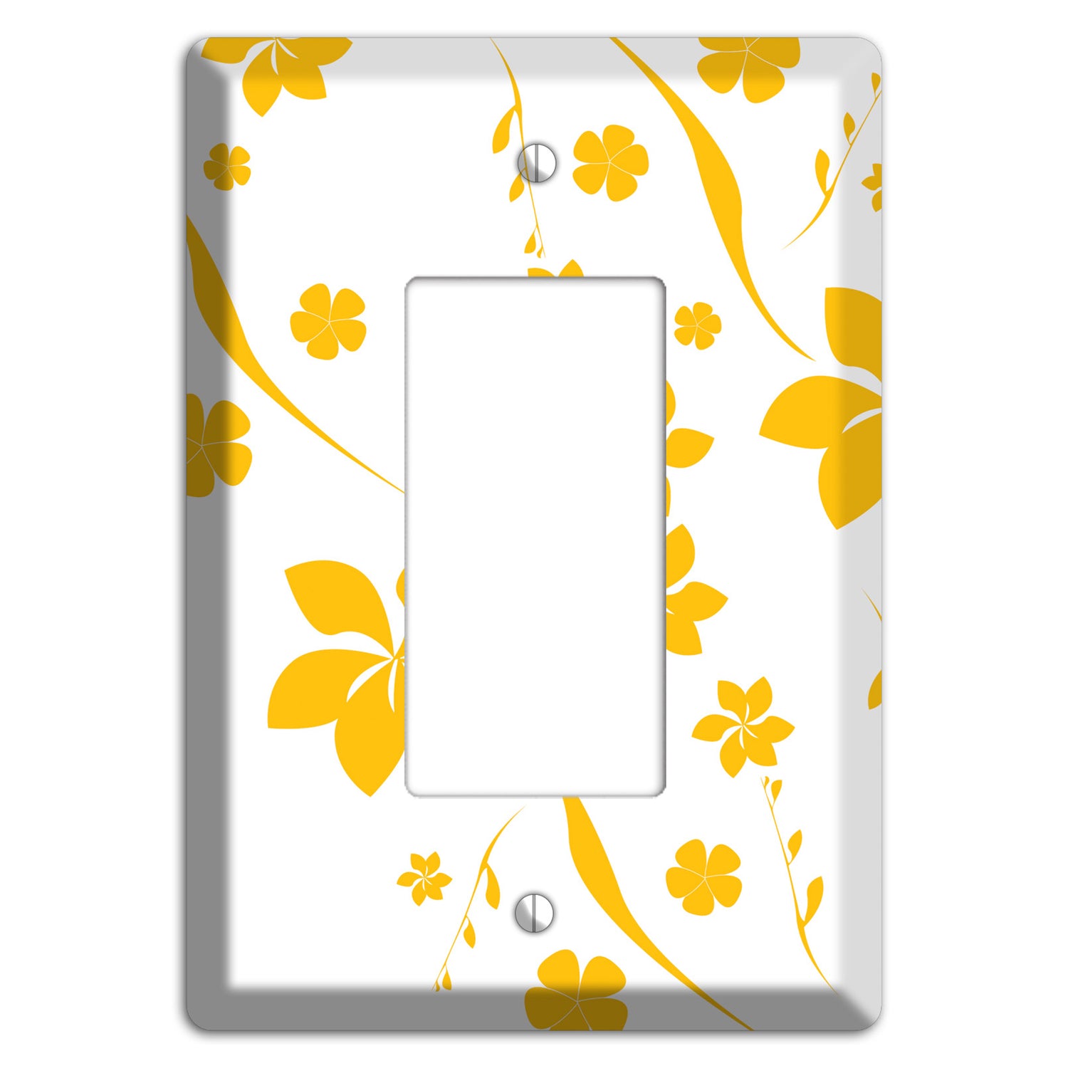 White with Yellow Flower Rocker Wallplate