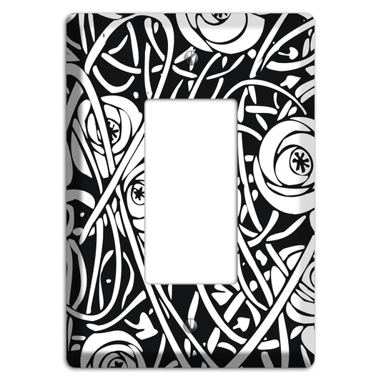 Black and White Deco Floral Rocker Wallplate