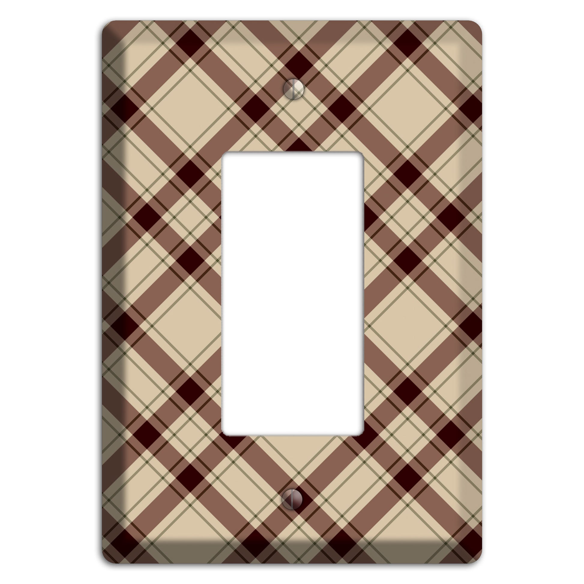 Beige and Brown Plaid Rocker Wallplate