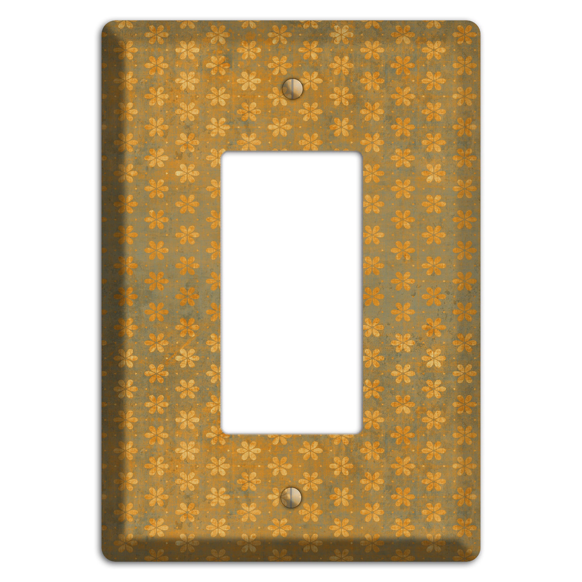 Olive Grunge Floral Contour Rocker Wallplate