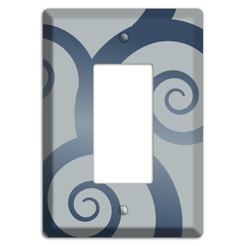 Grey with Blue Large Swirl Rocker Wallplate