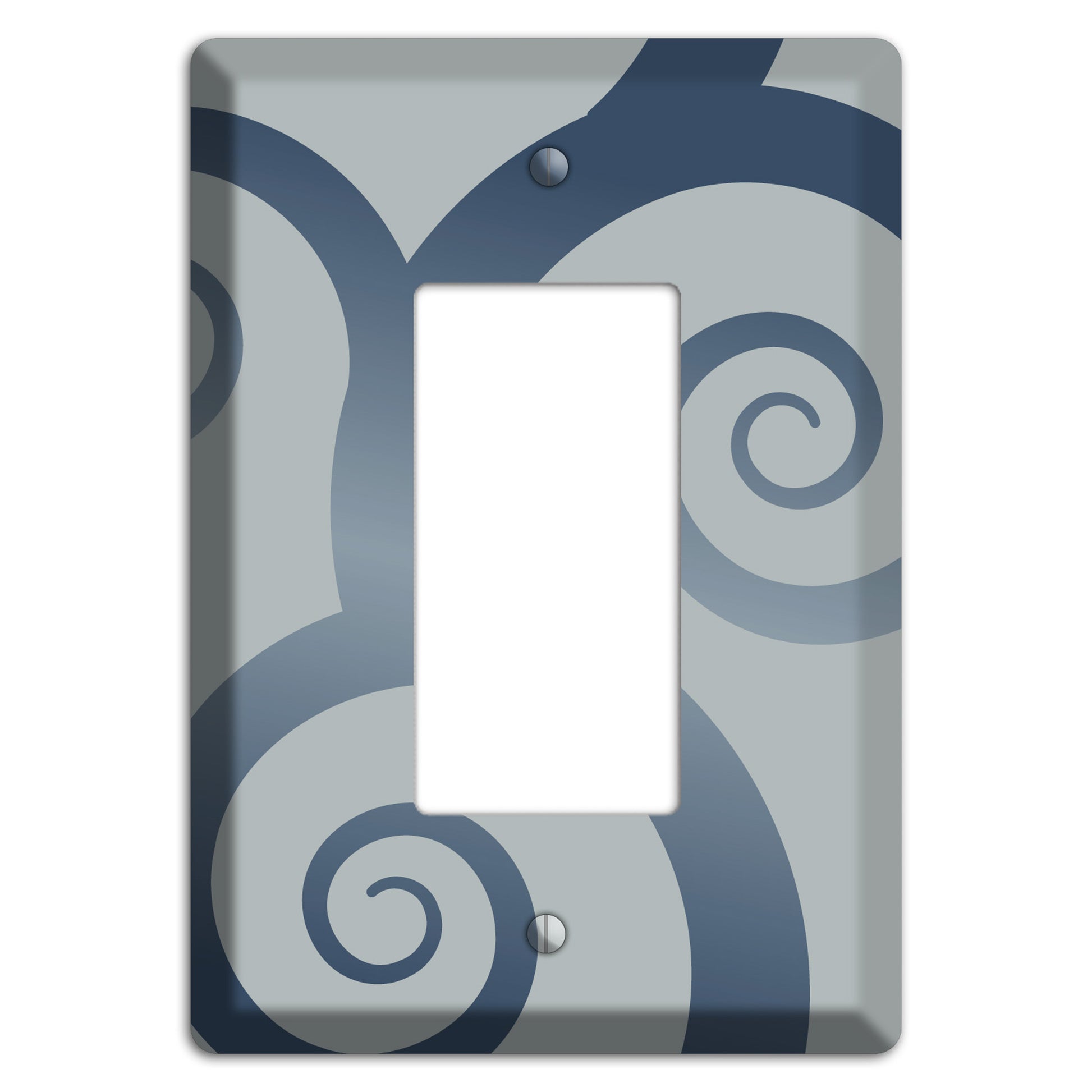 Grey with Blue Large Swirl Rocker Wallplate