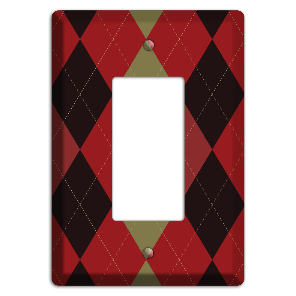 Red Olive Black Argyle Rocker Wallplate