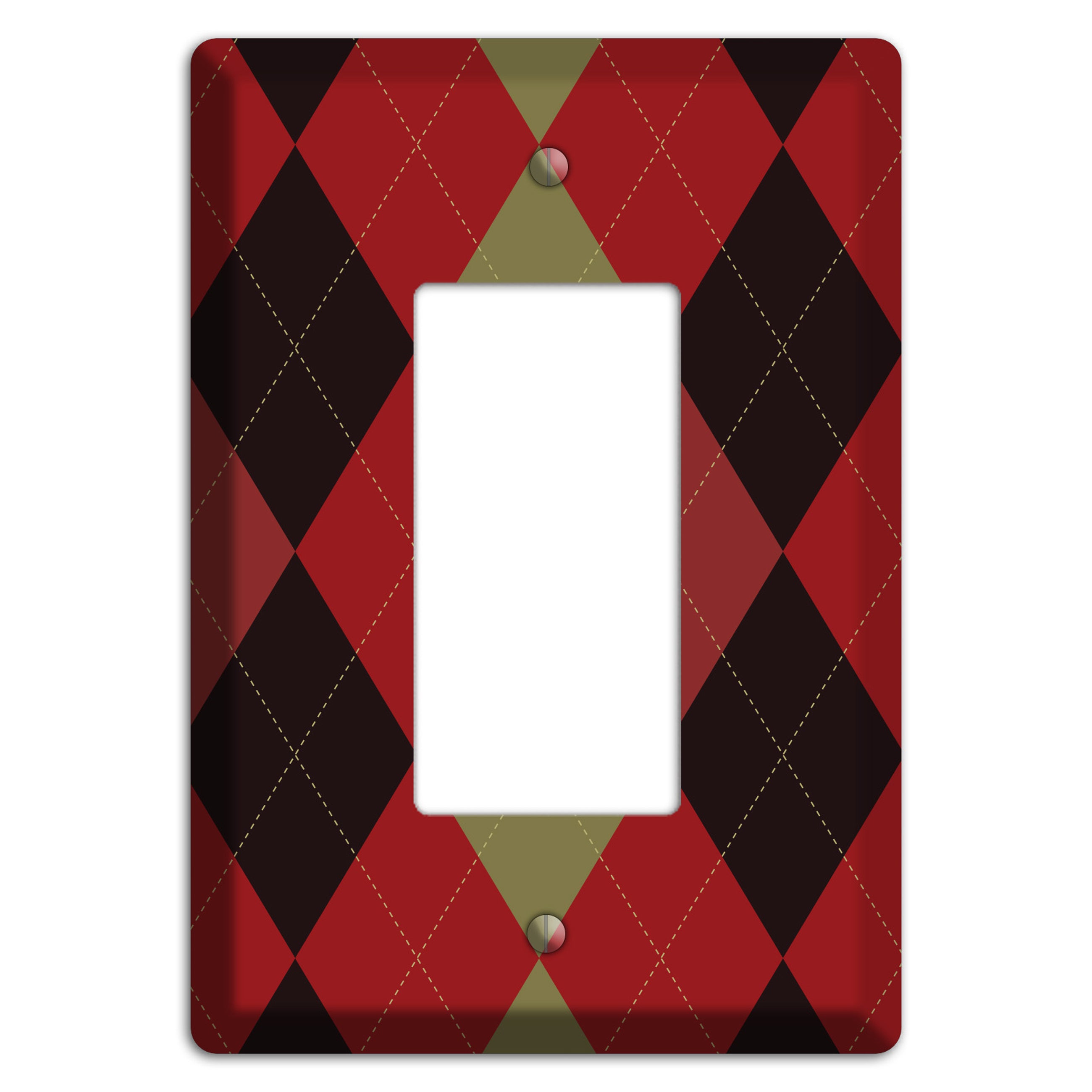 Red Olive Black Argyle Rocker Wallplate