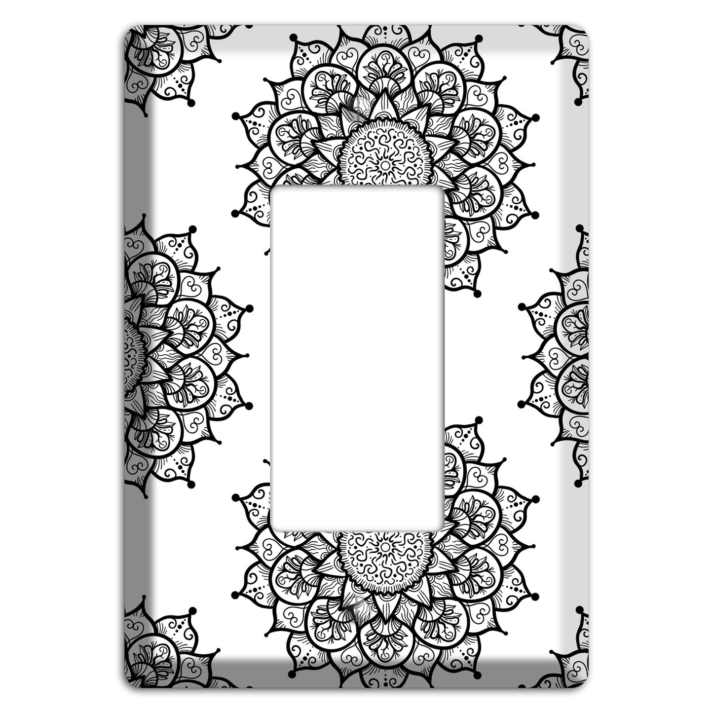 Mandala Black and White Style S Cover Plates Rocker Wallplate