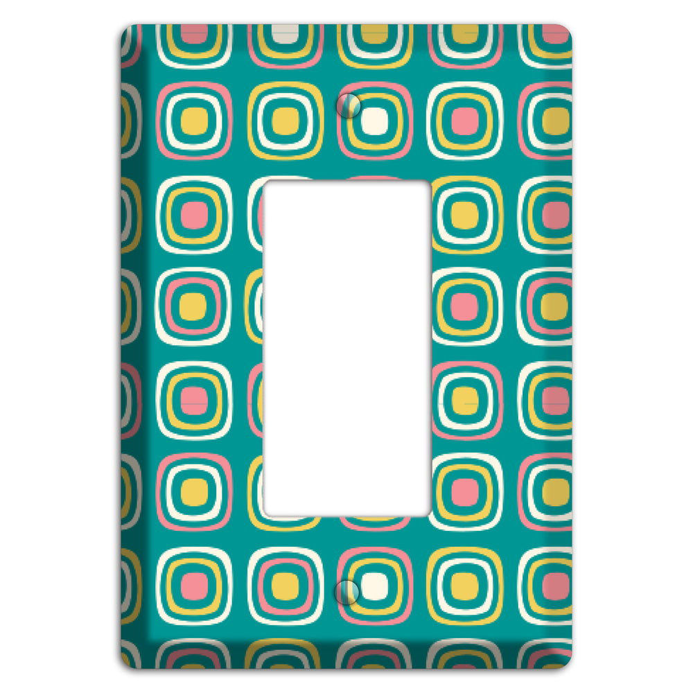 Mulri Teal Coral Lime Retro Squares Rocker Wallplate