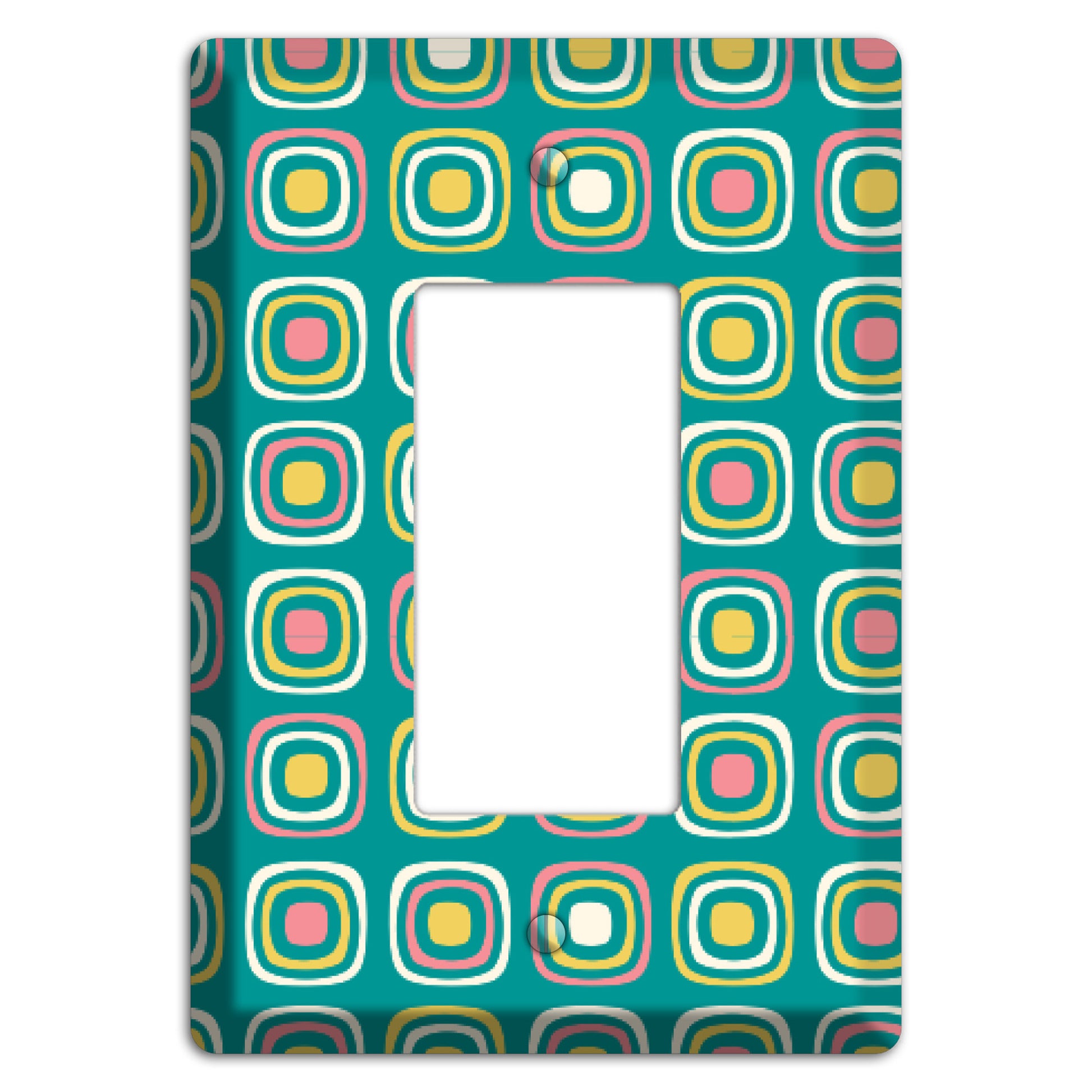 Mulri Teal Coral Lime Retro Squares Rocker Wallplate