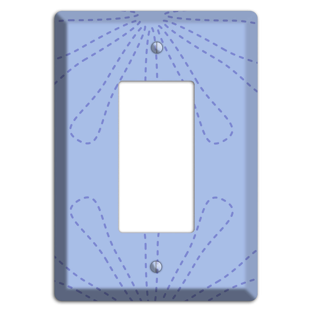 Periwinkle Retro Stipple Floral Contour Rocker Wallplate