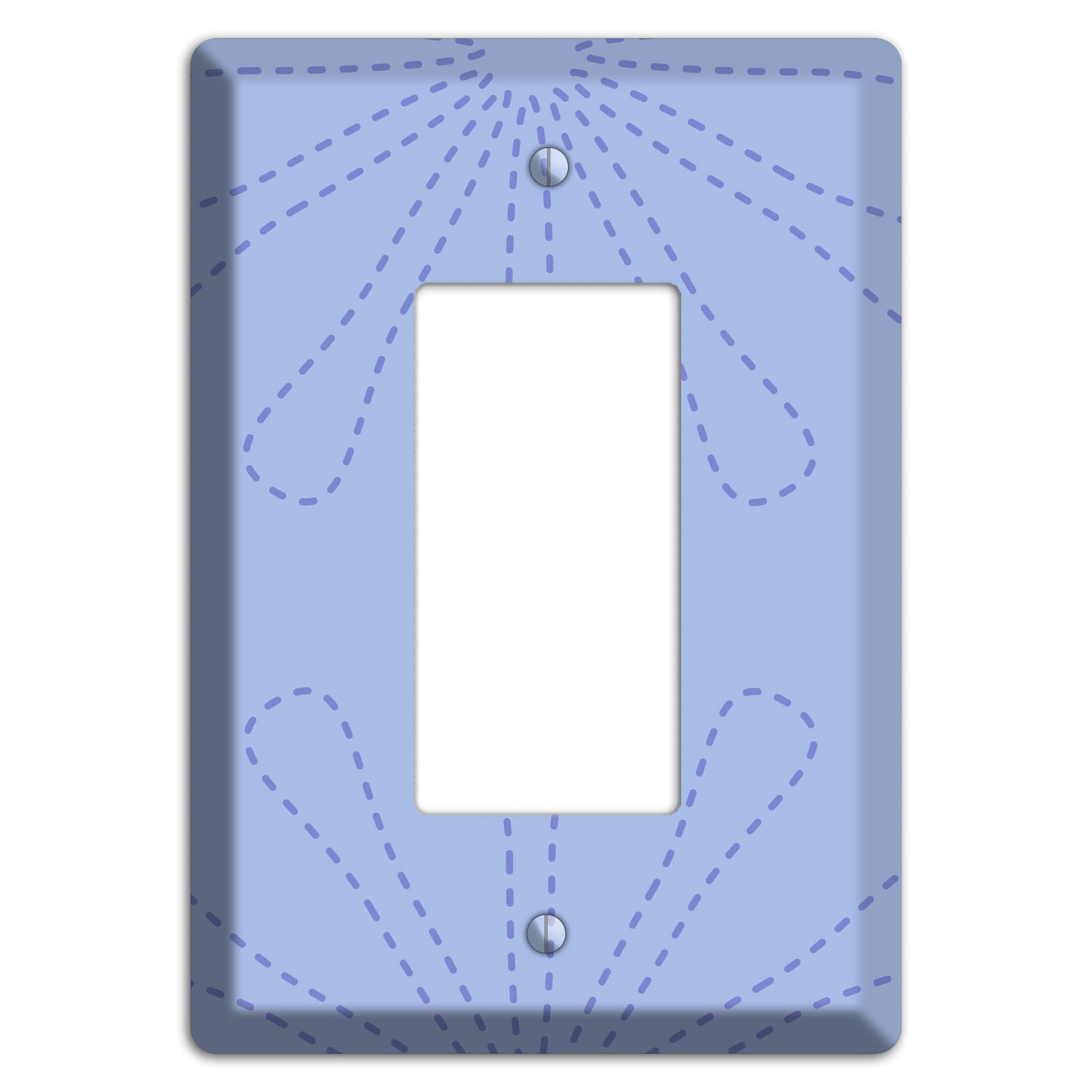 Periwinkle Retro Stipple Floral Contour Rocker Wallplate