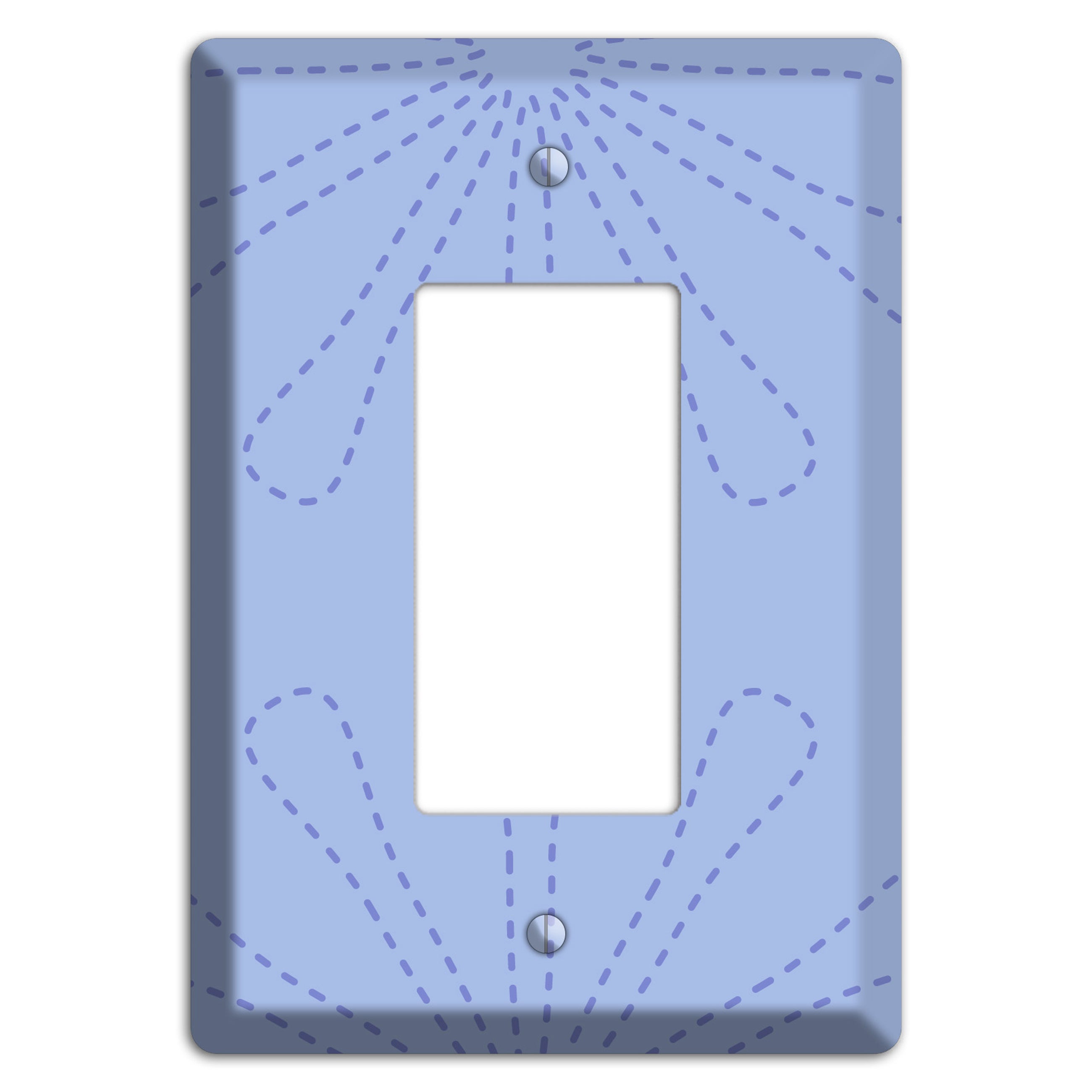 Periwinkle Retro Stipple Floral Contour Rocker Wallplate