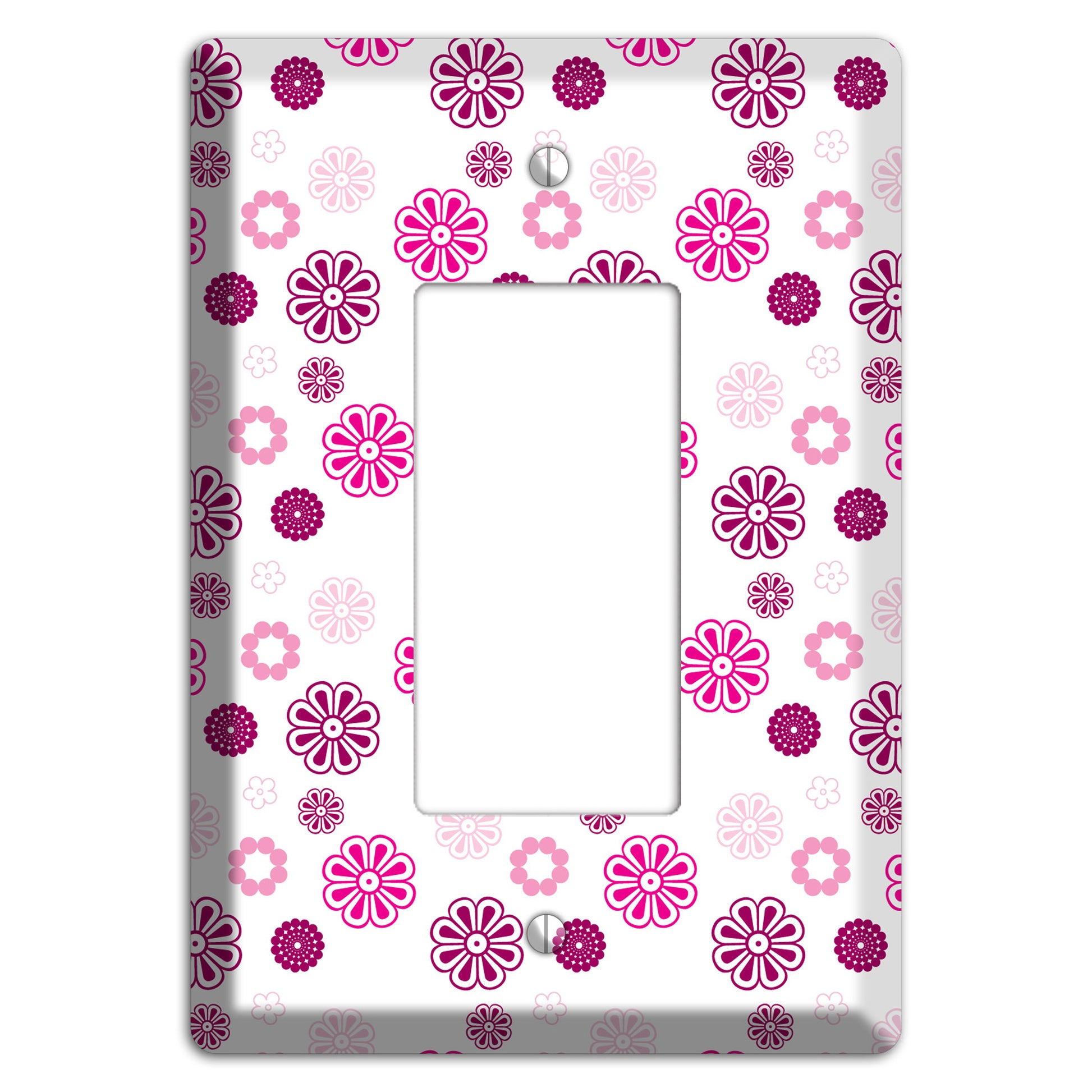 Maroon and Pink Retro Floral Rocker Wallplate