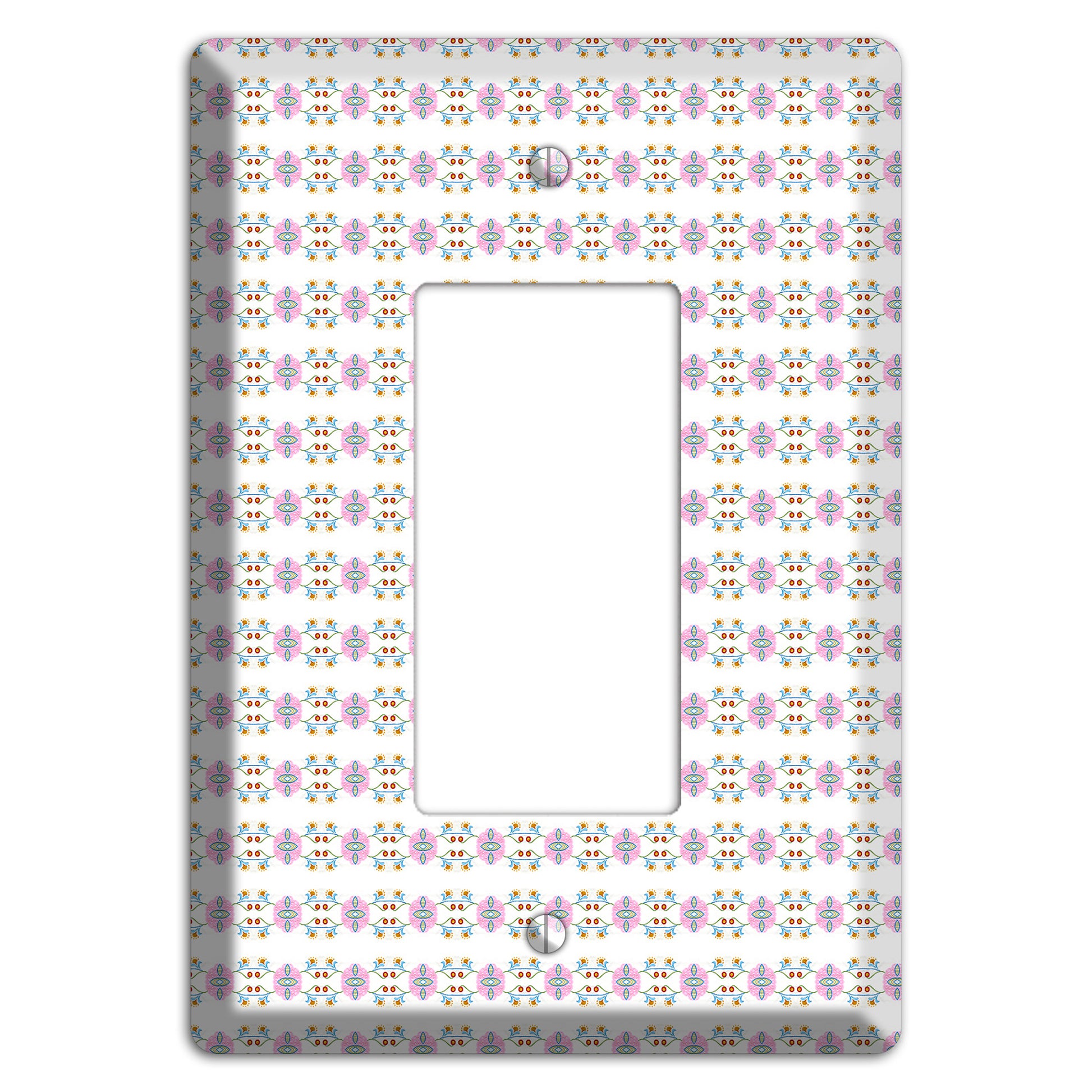 White with Lavendar Green Red Tapestry Rocker Wallplate