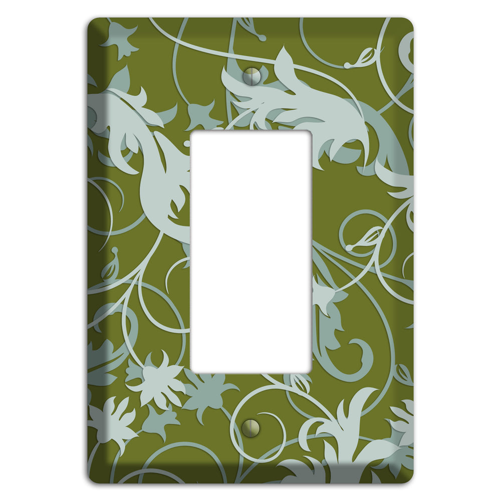 Green and Beige Victorian Sprig Rocker Wallplate