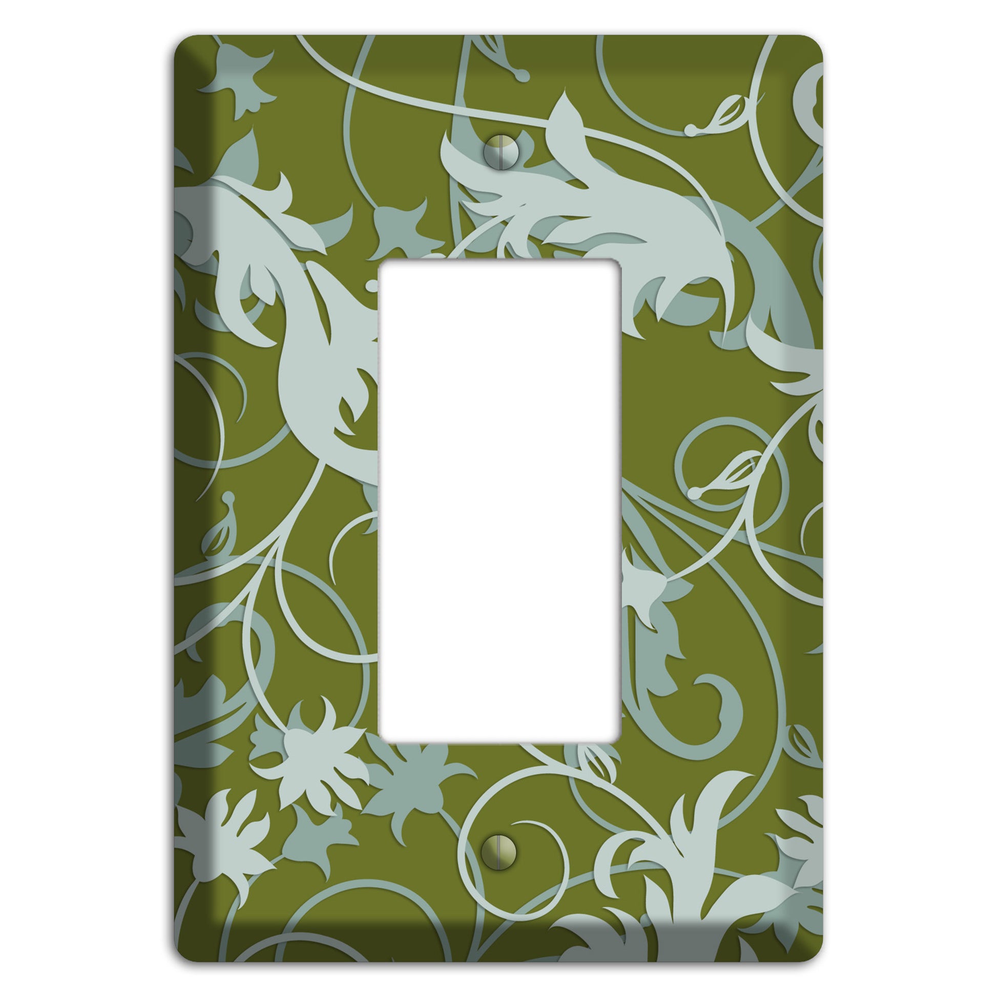 Green and Beige Victorian Sprig Rocker Wallplate