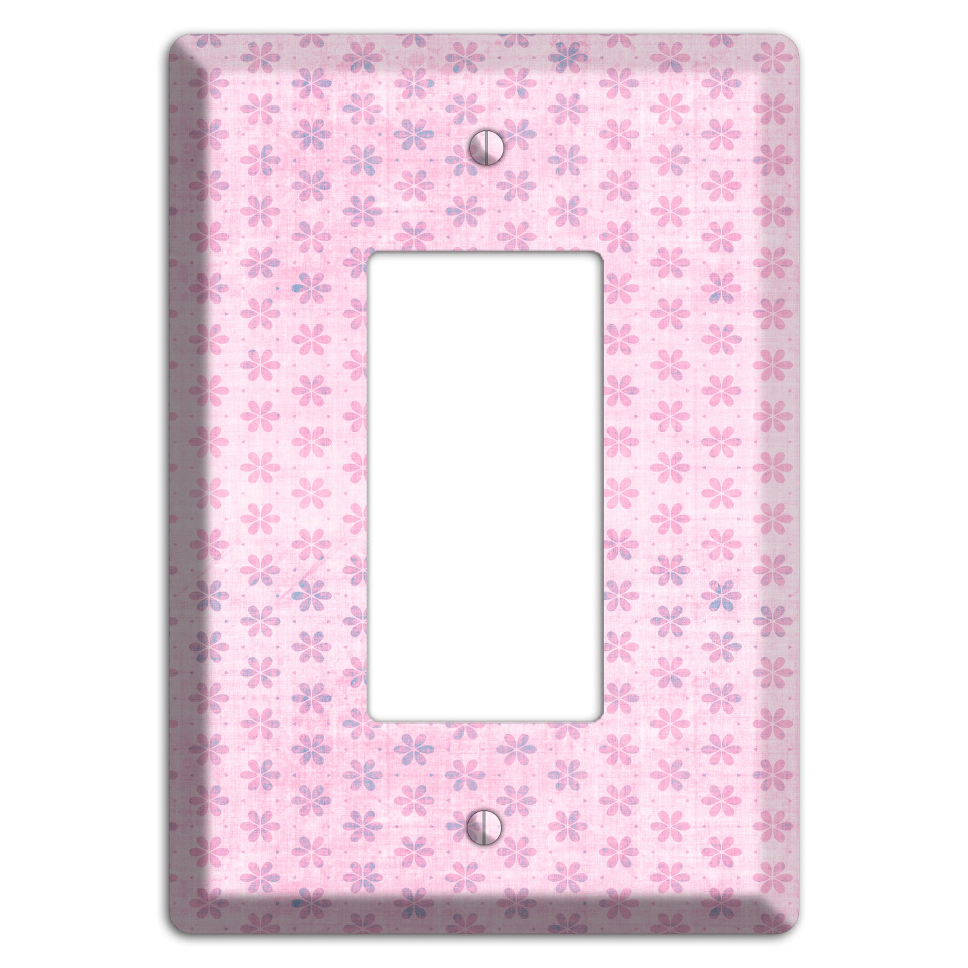 Pink Grunge Floral Contour Rocker Wallplate