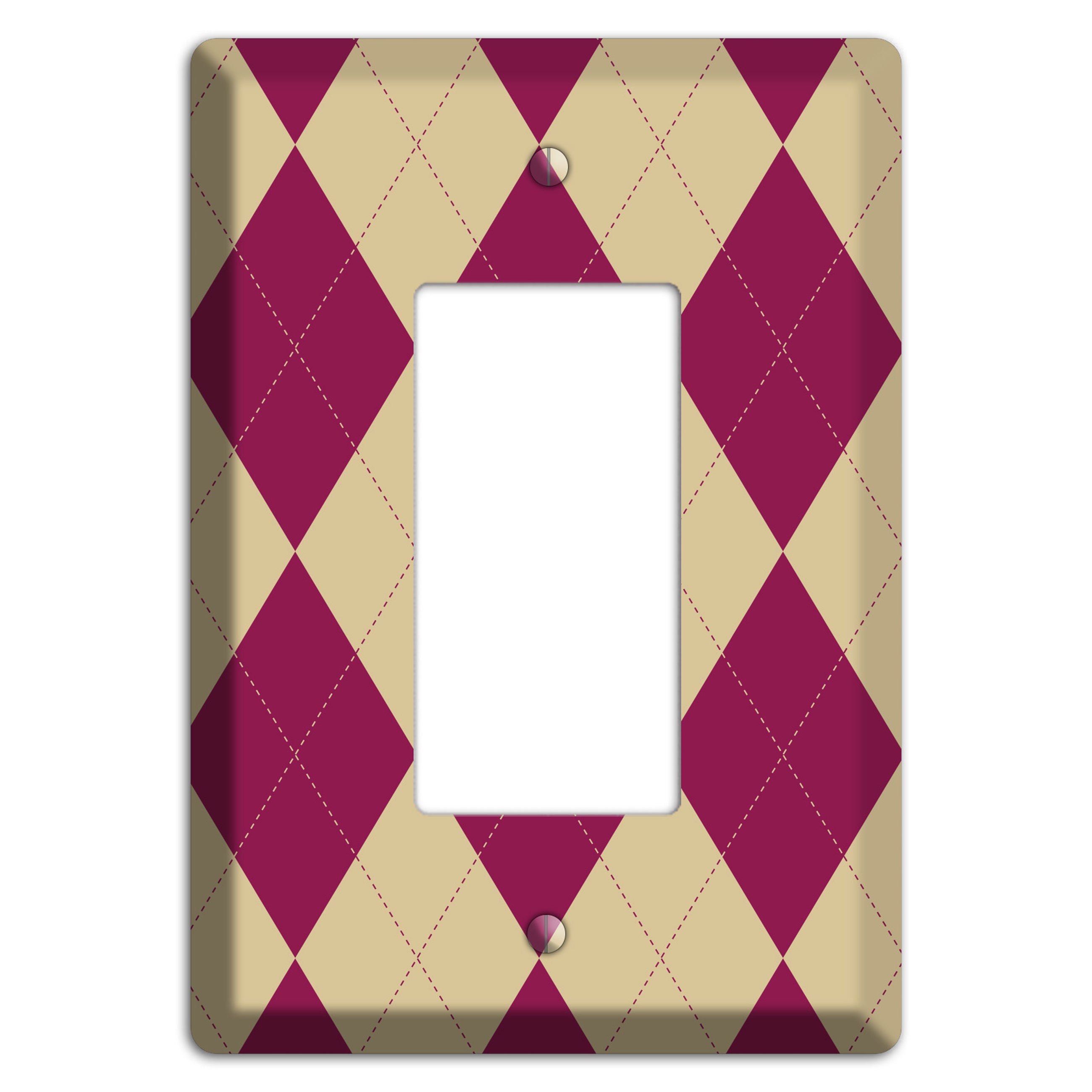 Red and Tan Argyle Rocker Wallplate