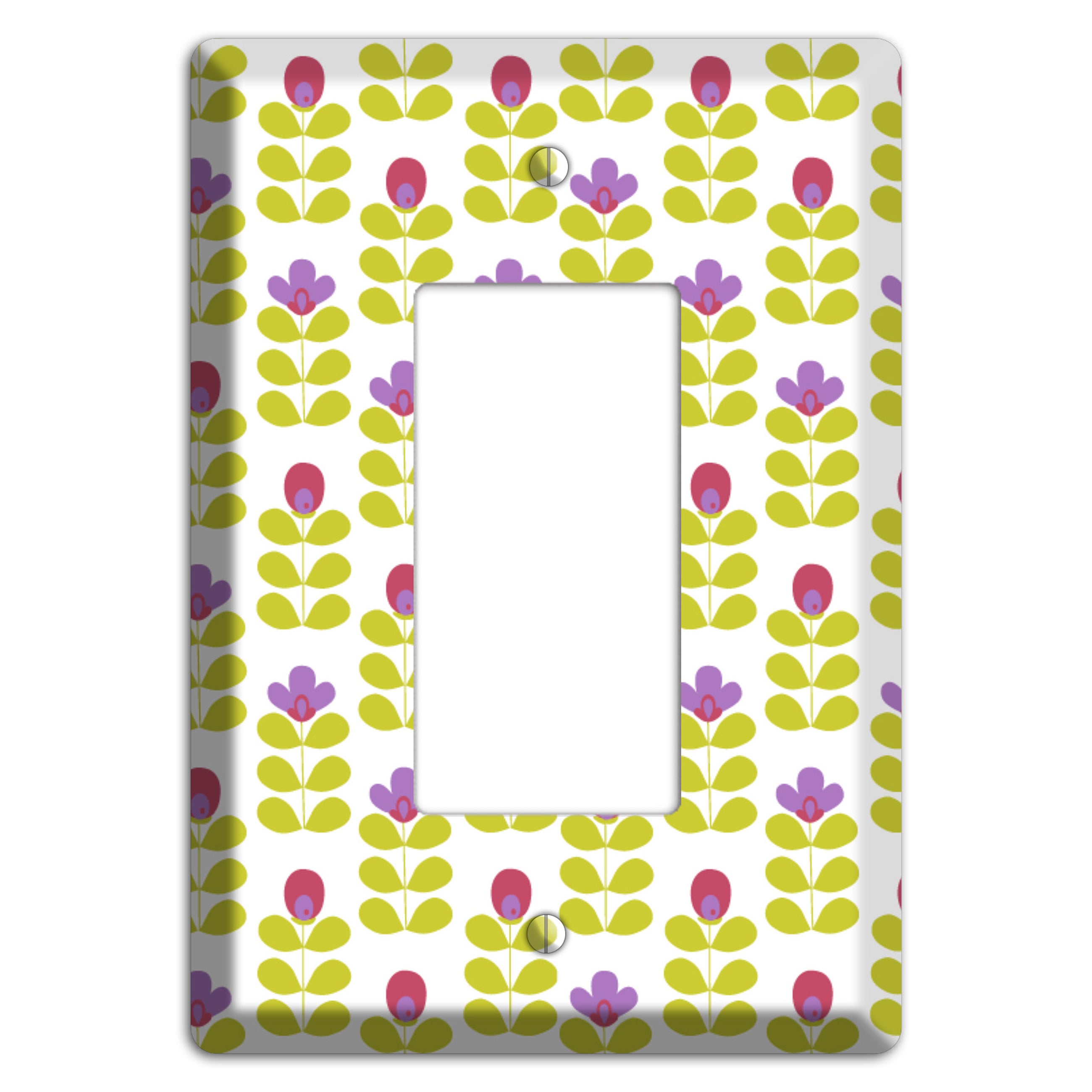 Yellow Deco Floral Half Drop Rocker Wallplate