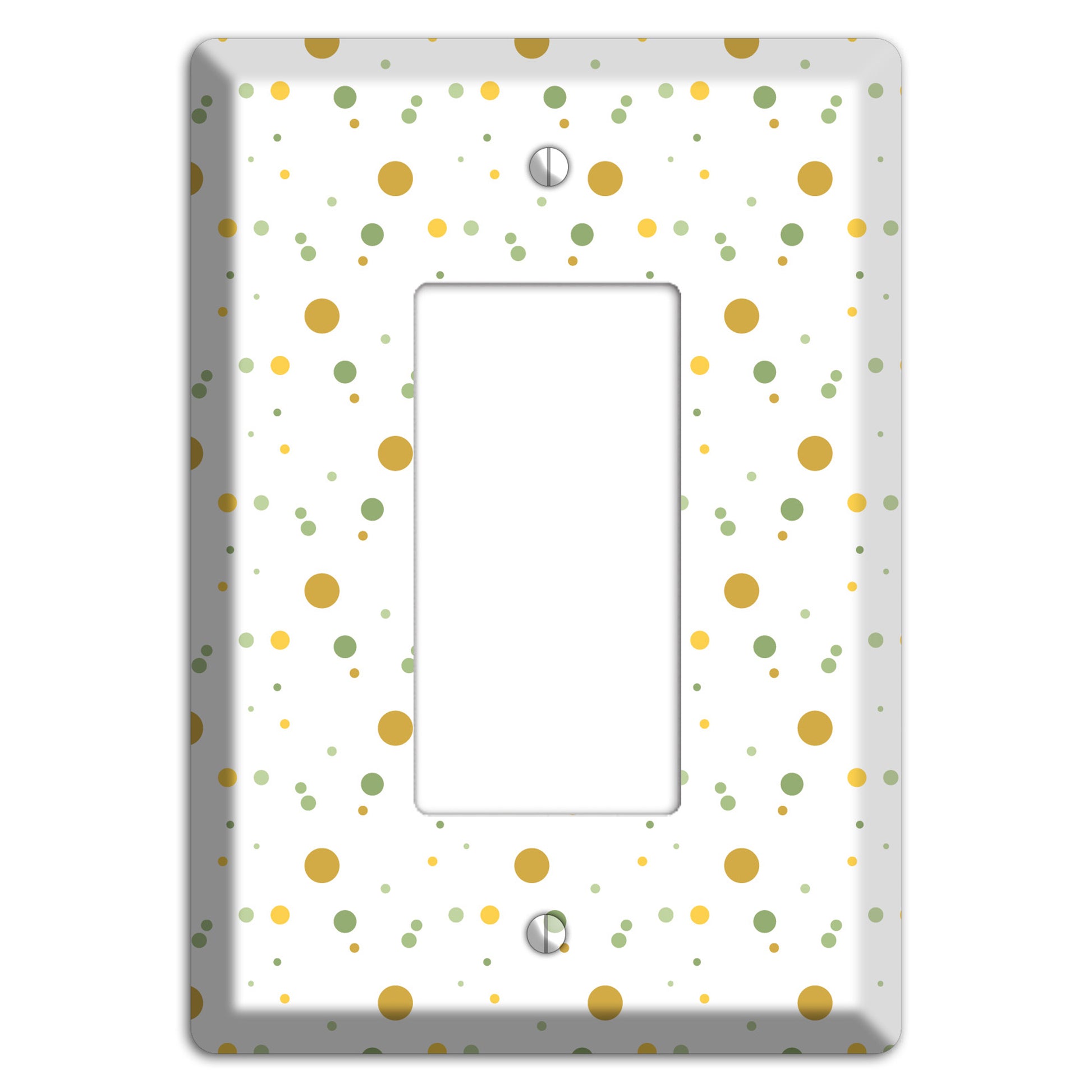 White with Multi Olive Tiny Dots Rocker Wallplate