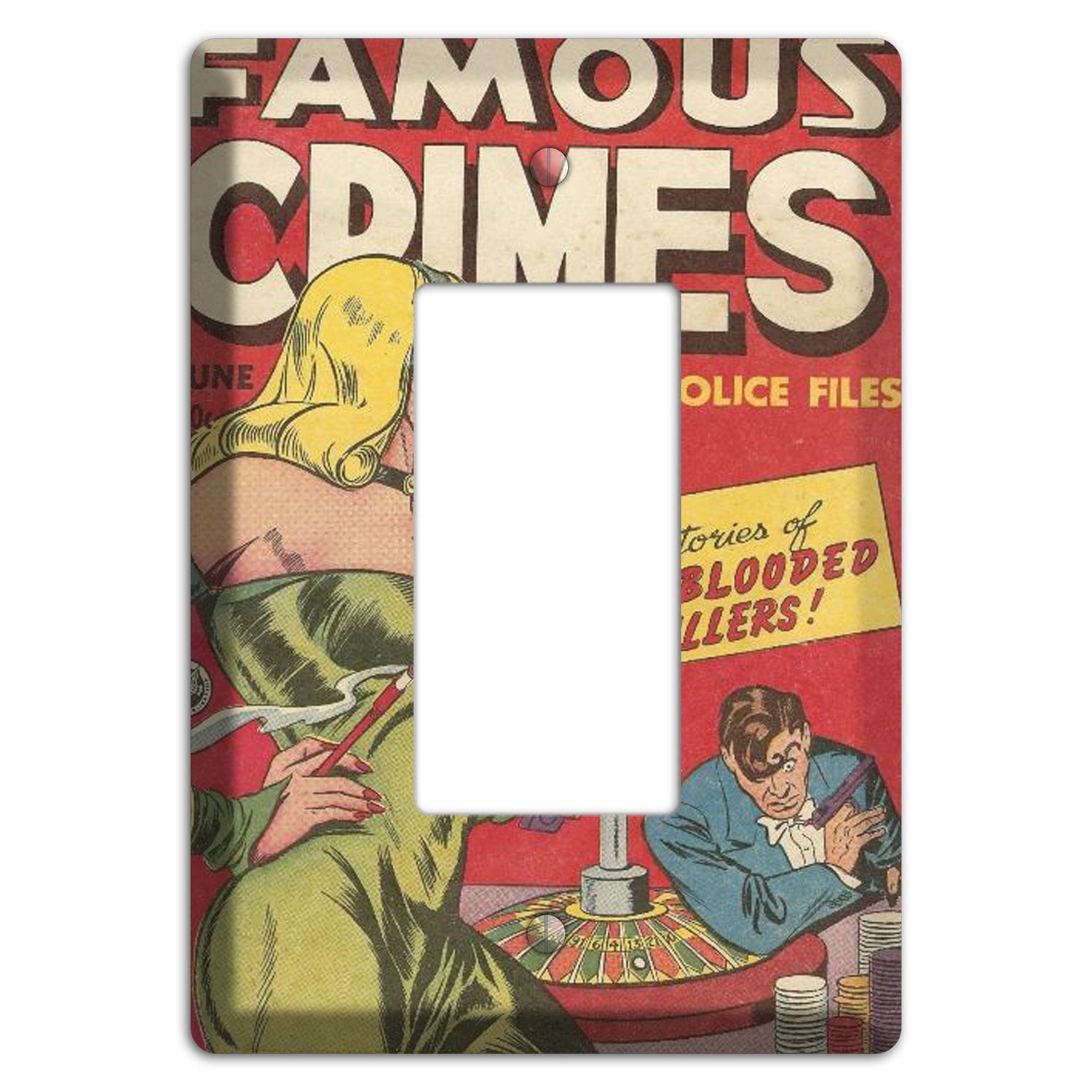 Famous Crimes Vintage Comics Rocker Wallplate