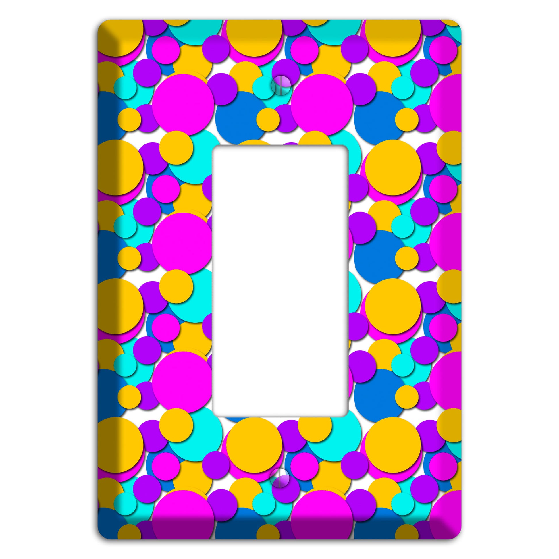 Orange Turquoise Fuschia Blue Bubble Dots Rocker Wallplate