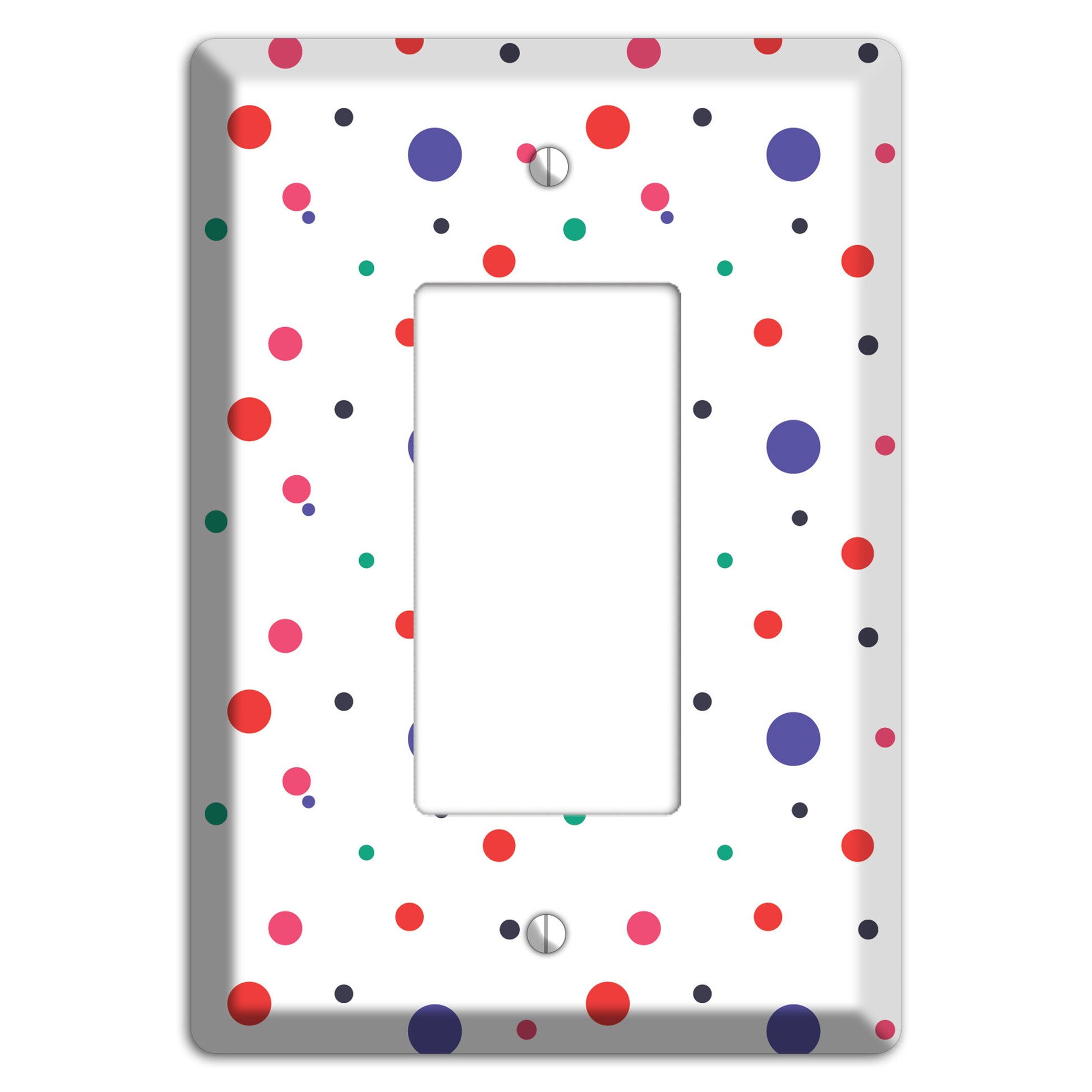 White with Multi Color Small Dots Rocker Wallplate