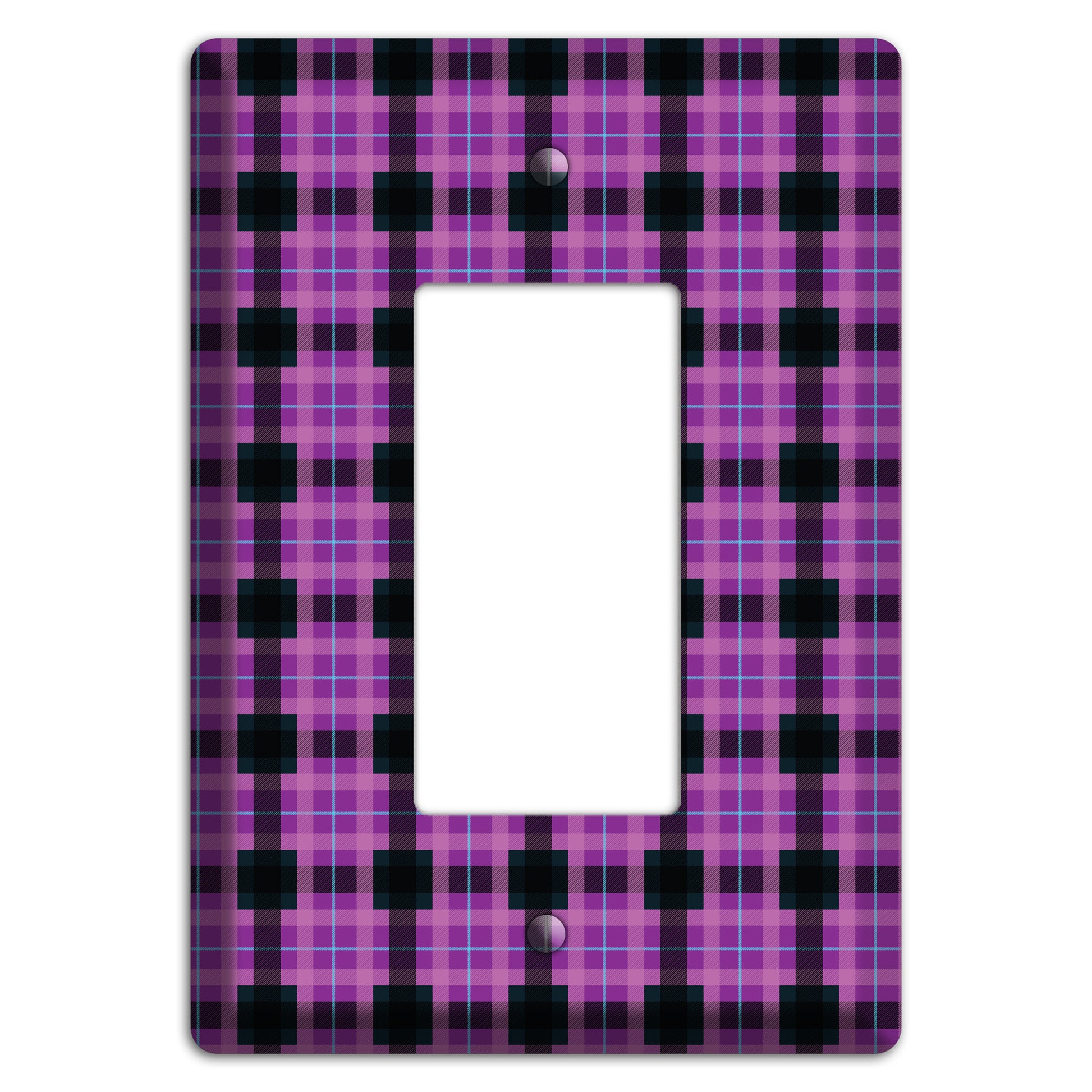 Purple and Black Plaid Rocker Wallplate