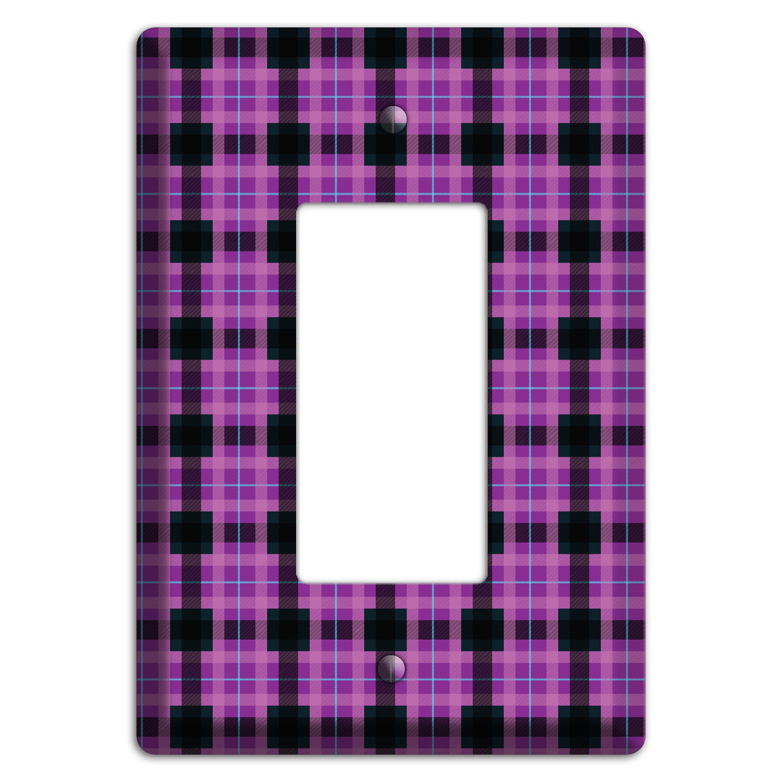 Purple and Black Plaid Rocker Wallplate