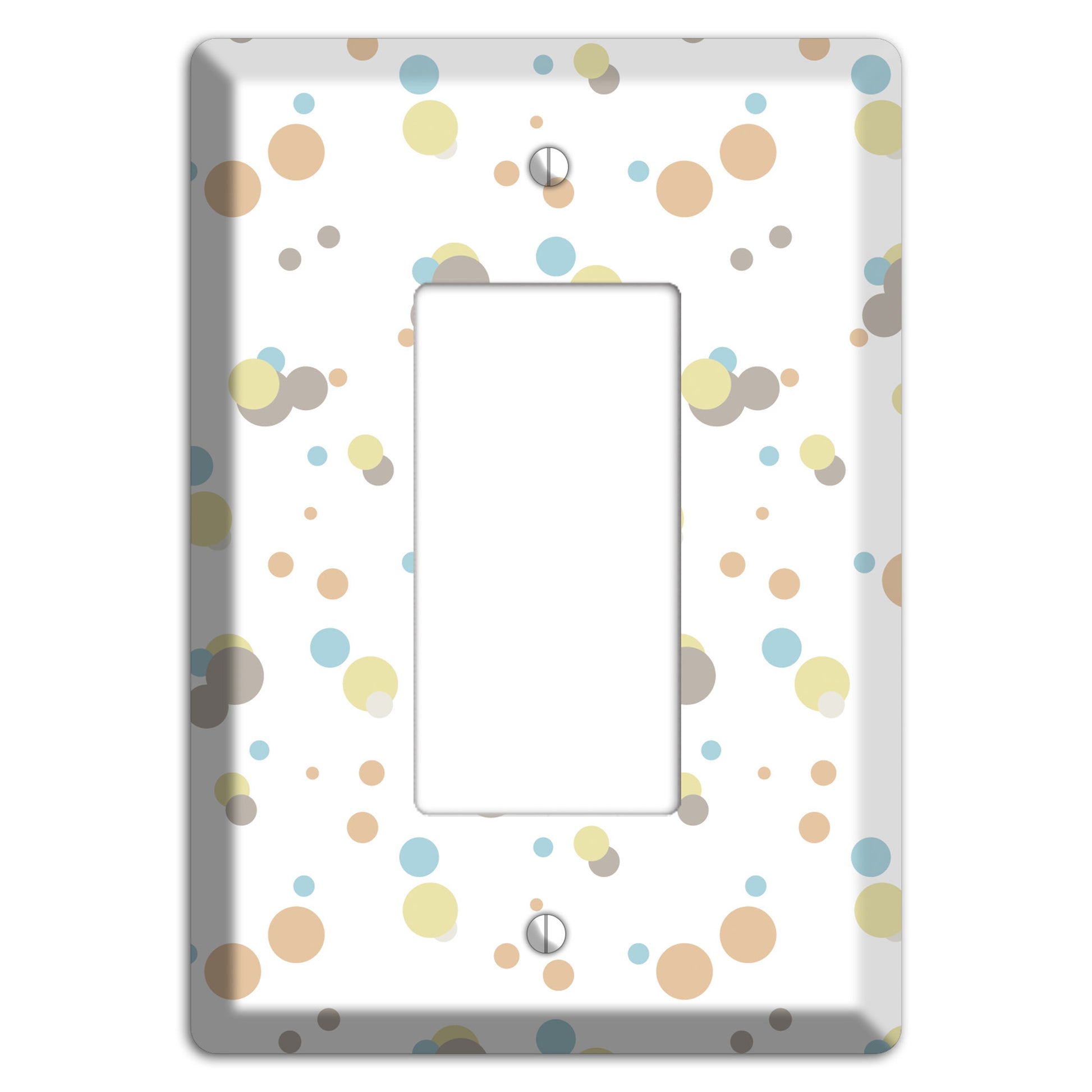 White with Soft Sage Blue and Umber Small Dots Rocker Wallplate