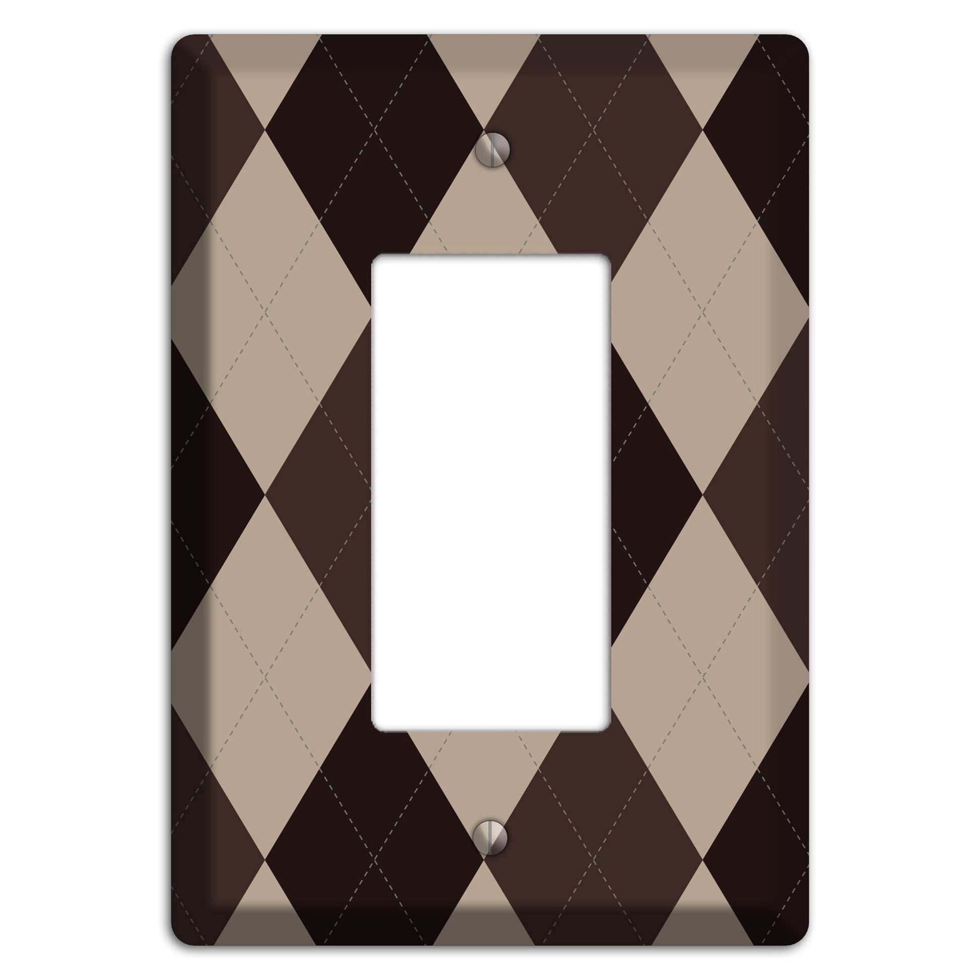 Brown and Beige Argyle Rocker Wallplate