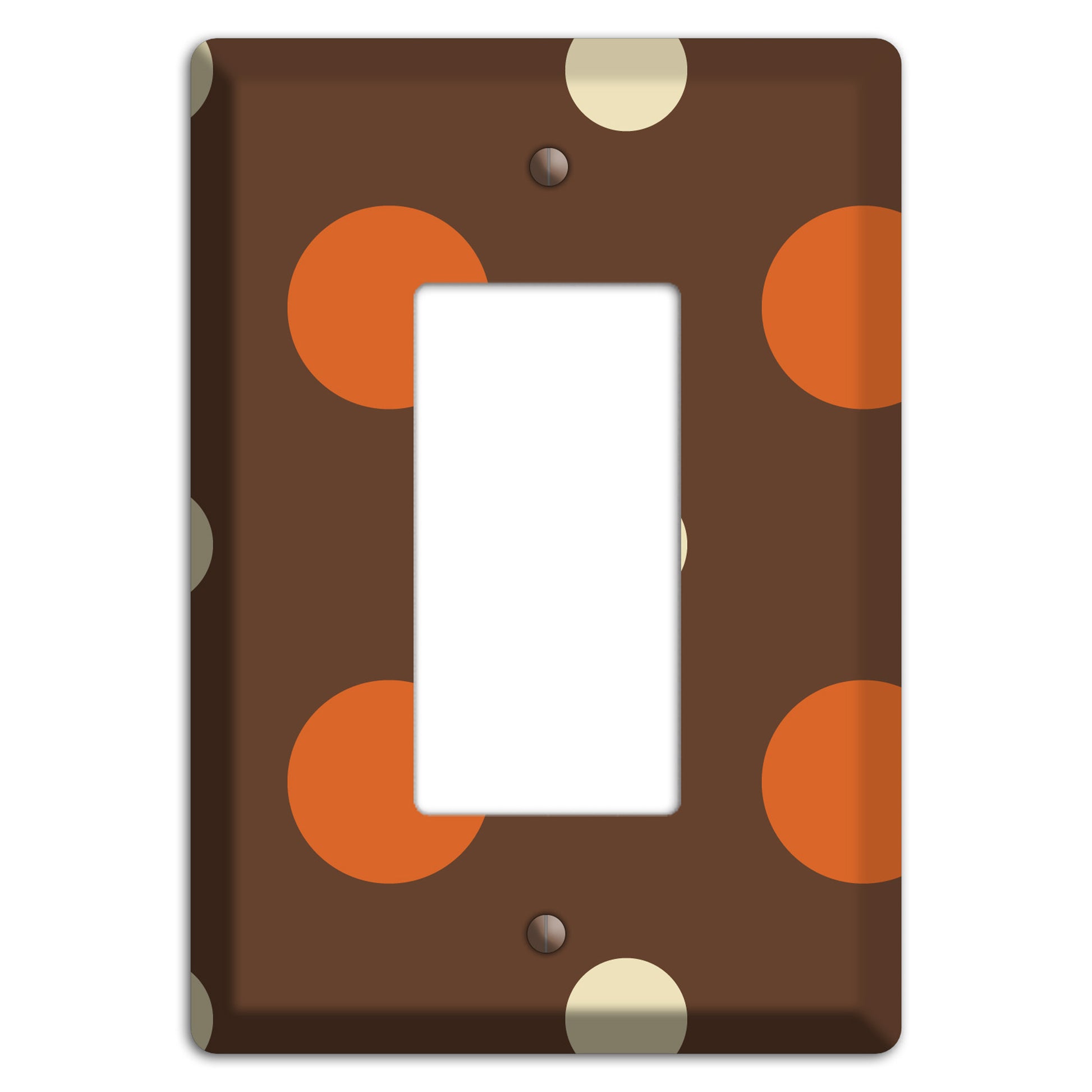 Brown with Coral and Beige Multi Medium Polka Dots Rocker Wallplate