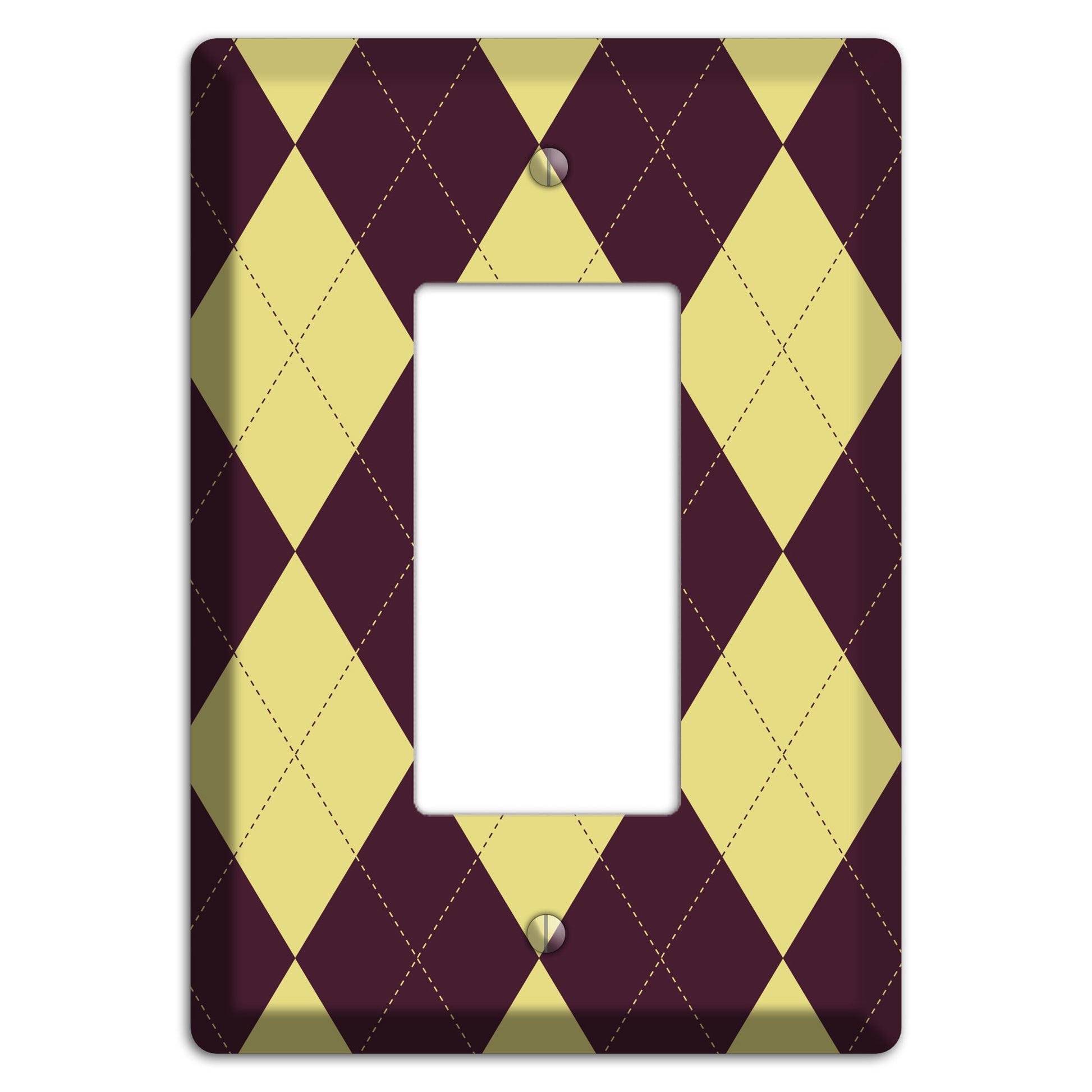 Yellow and Dark Maroon Argyle Rocker Wallplate