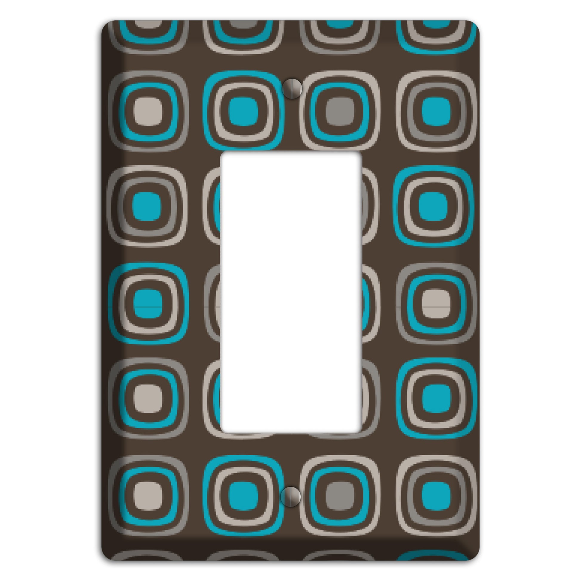 Multi Brown and Turquoise Retro Squares Rocker Wallplate