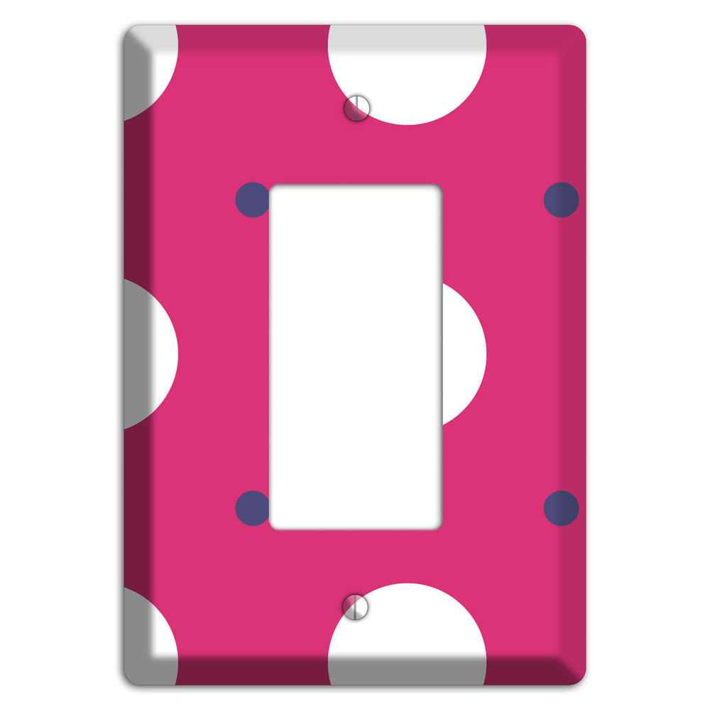 Fuschia with White and Purple Multi Tiled Medium Dots Rocker Wallplate