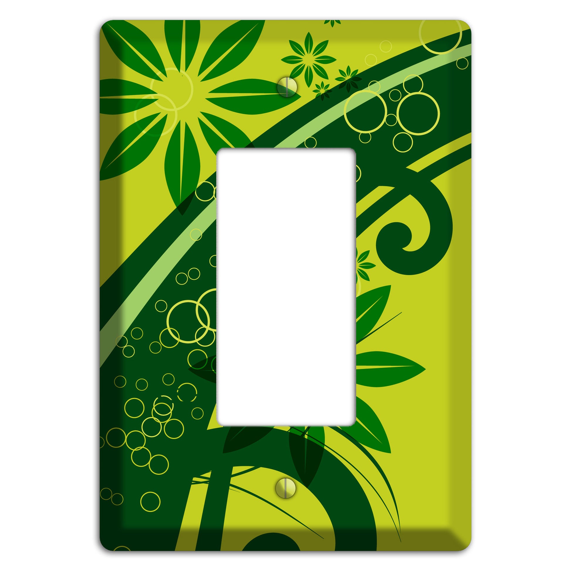 Green Retro Floral Rocker Wallplate