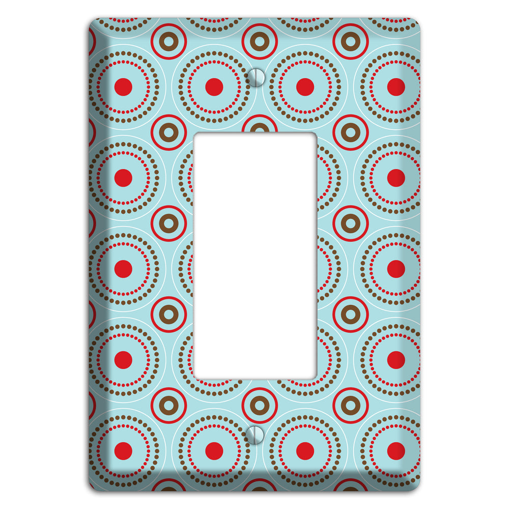 Dusty Blue with Red and Brown Retro Suzani Rocker Wallplate