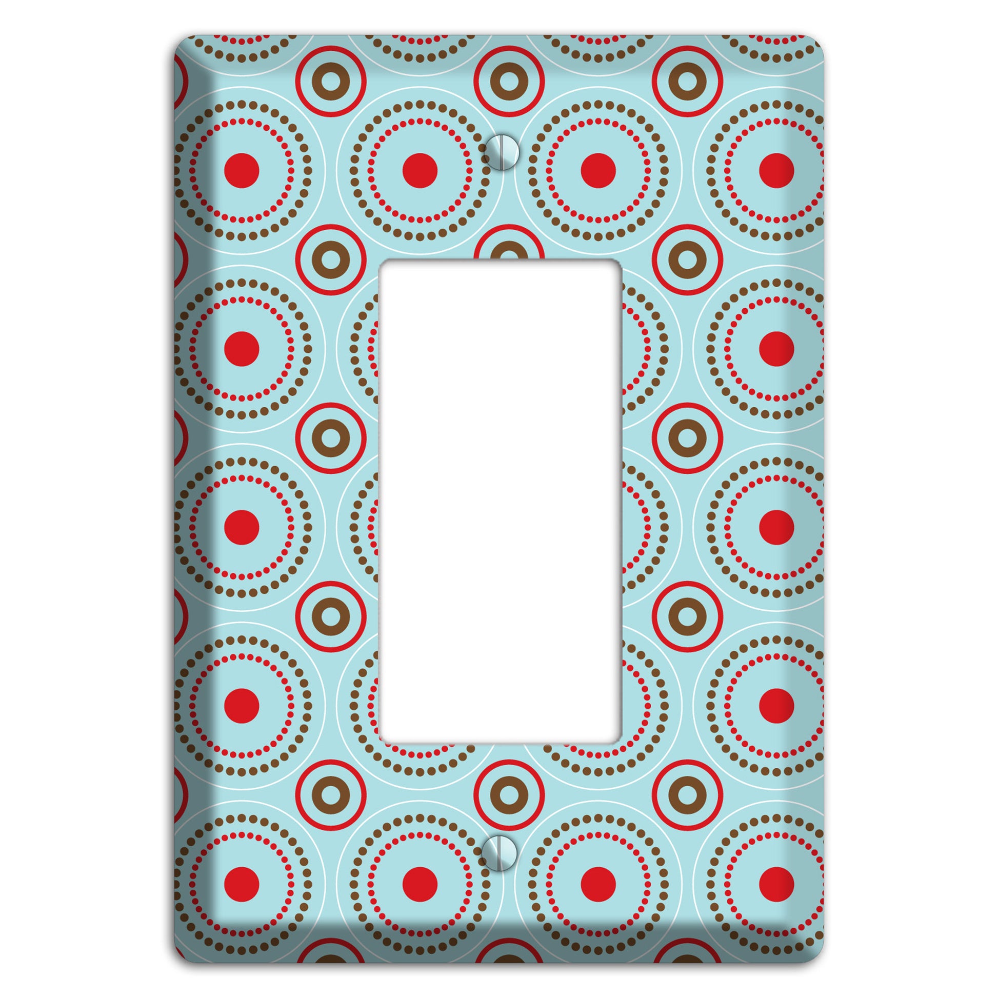 Dusty Blue with Red and Brown Retro Suzani Rocker Wallplate