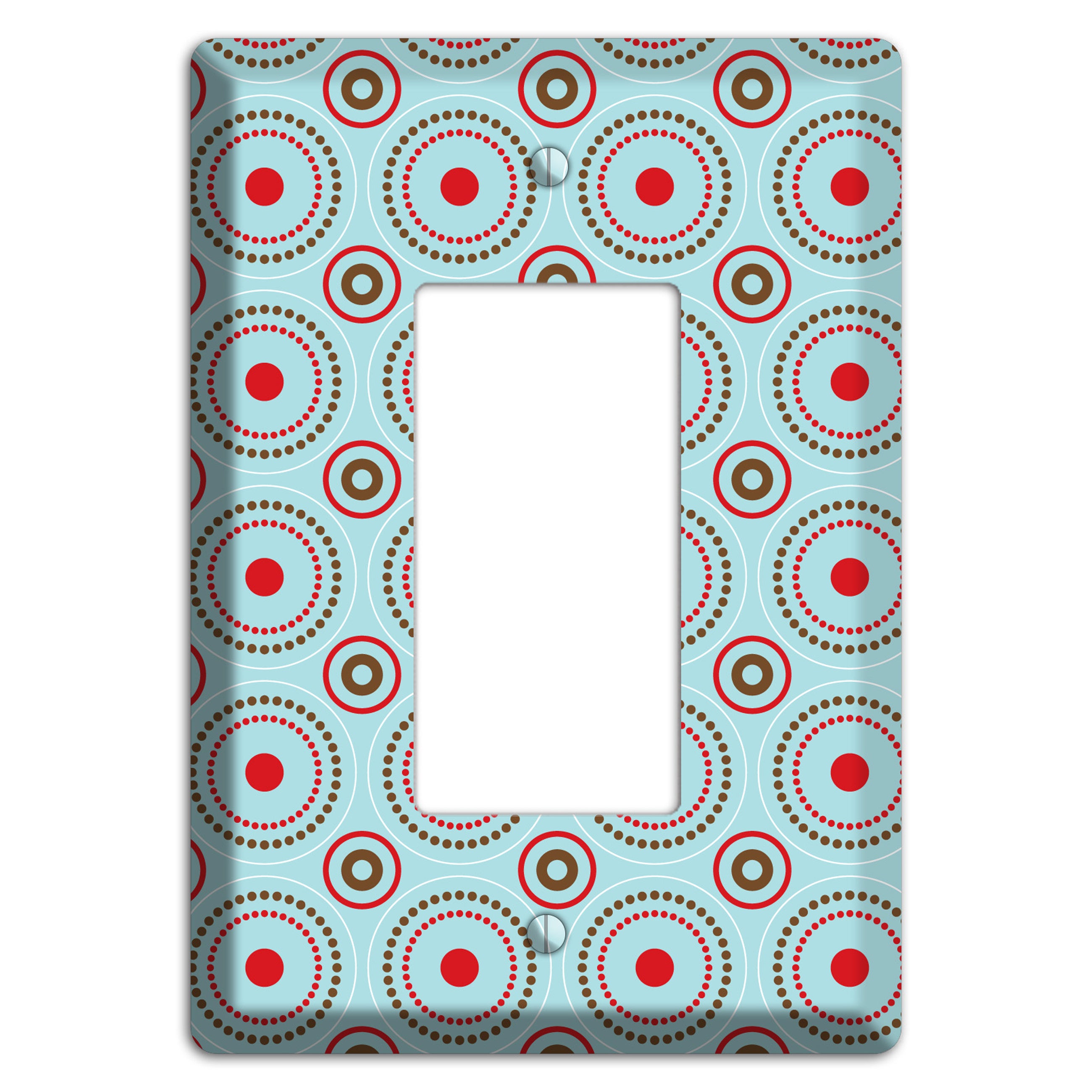 Dusty Blue with Red and Brown Retro Suzani Rocker Wallplate