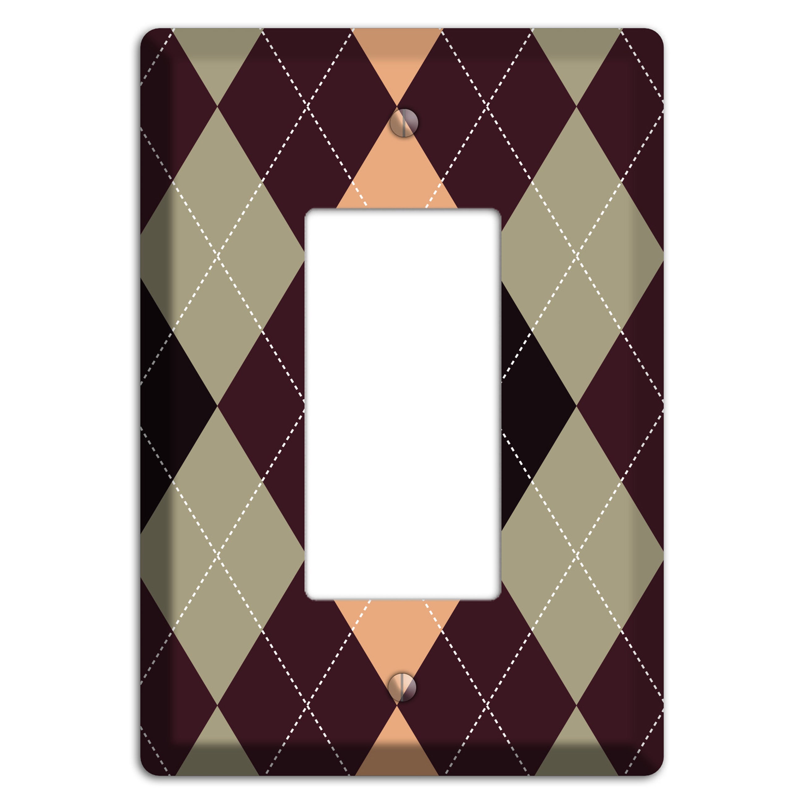 Beige and Brown Argyle Rocker Wallplate