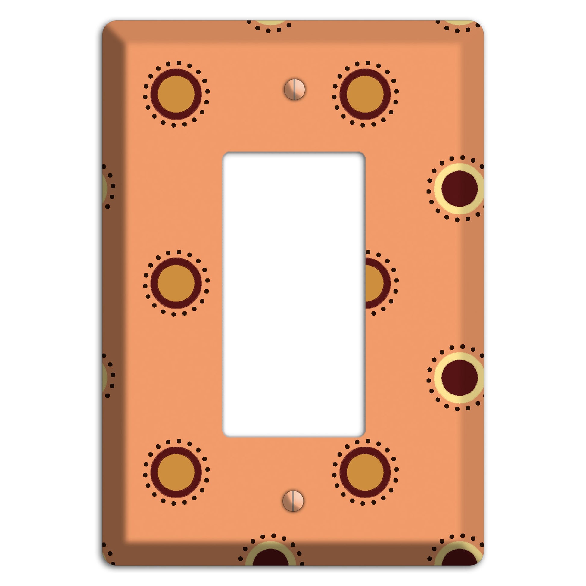 Coral with Multi Brown Suzani Dots Rocker Wallplate