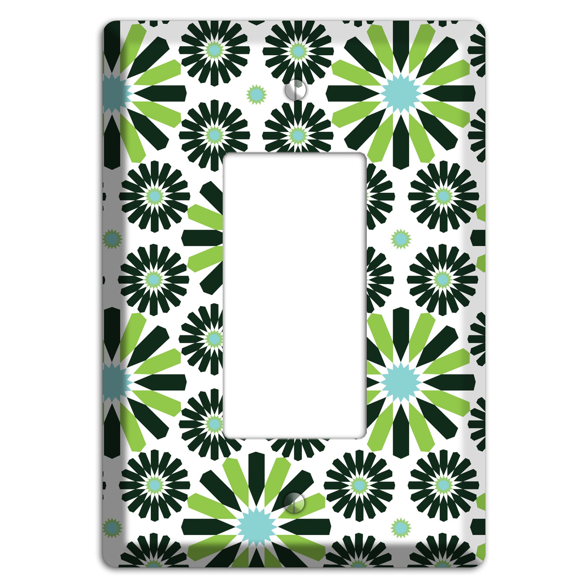 Lime and Teal Scandinavian Floral 2 Rocker Wallplate