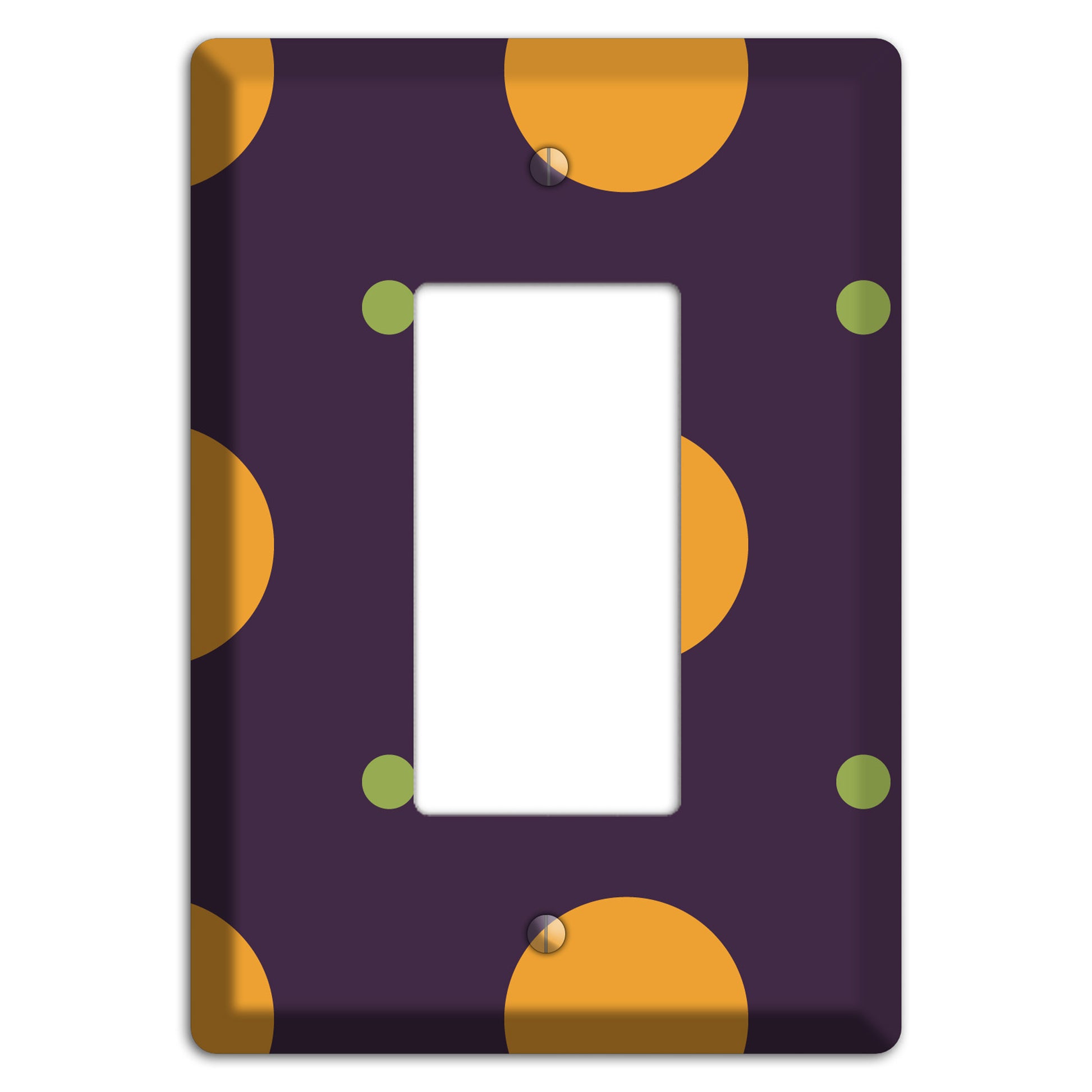 Eggplant with Orange and Lime Multi Tiled Medium Dots Rocker Wallplate