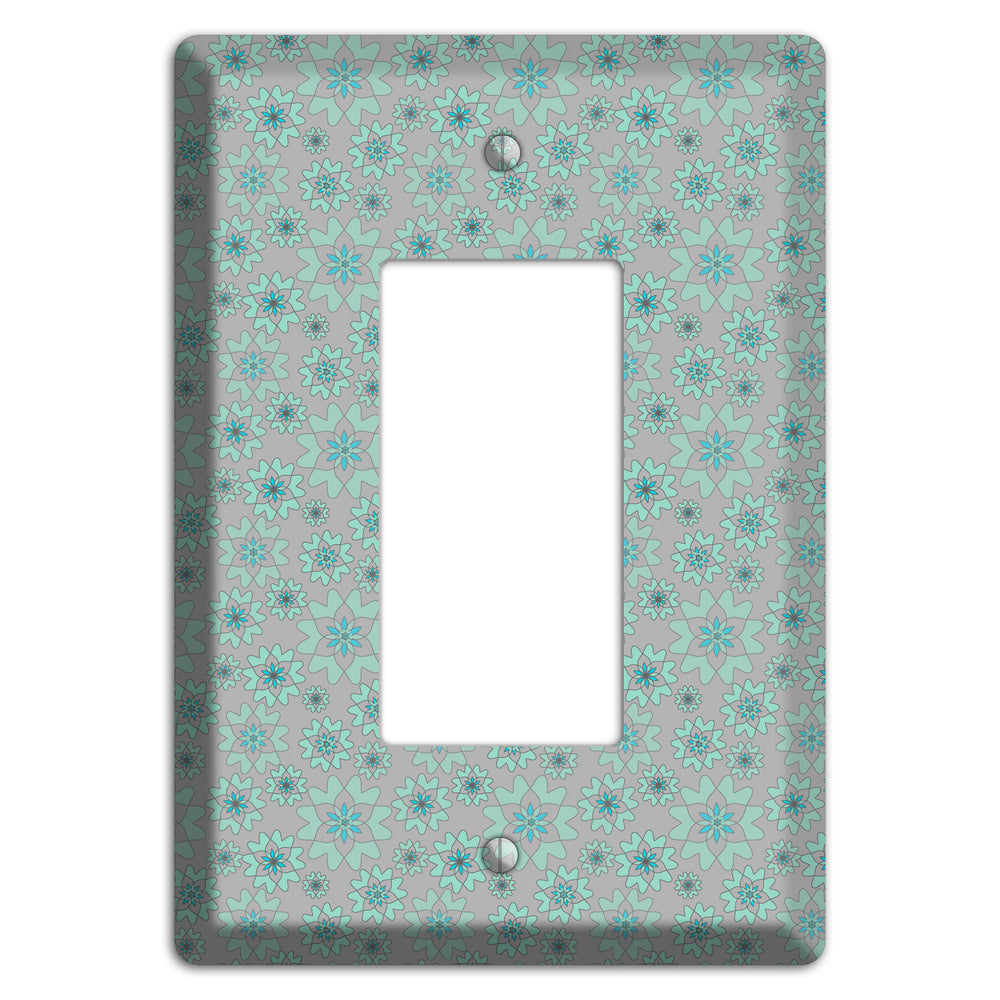 Grey with Tiny Aqua Retro Suzani 2 Rocker Wallplate