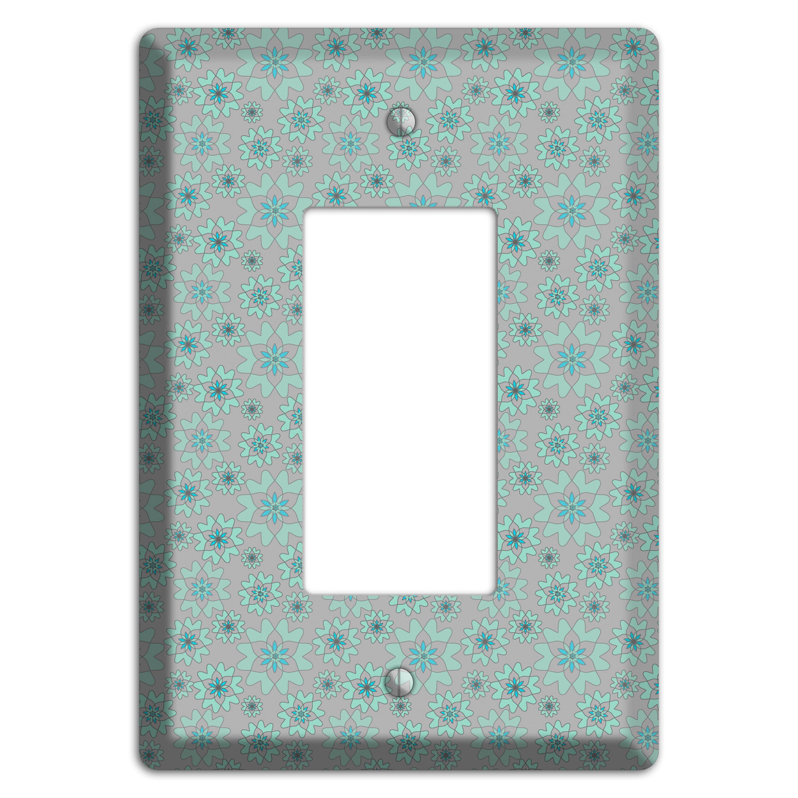 Grey with Tiny Aqua Retro Suzani 2 Rocker Wallplate